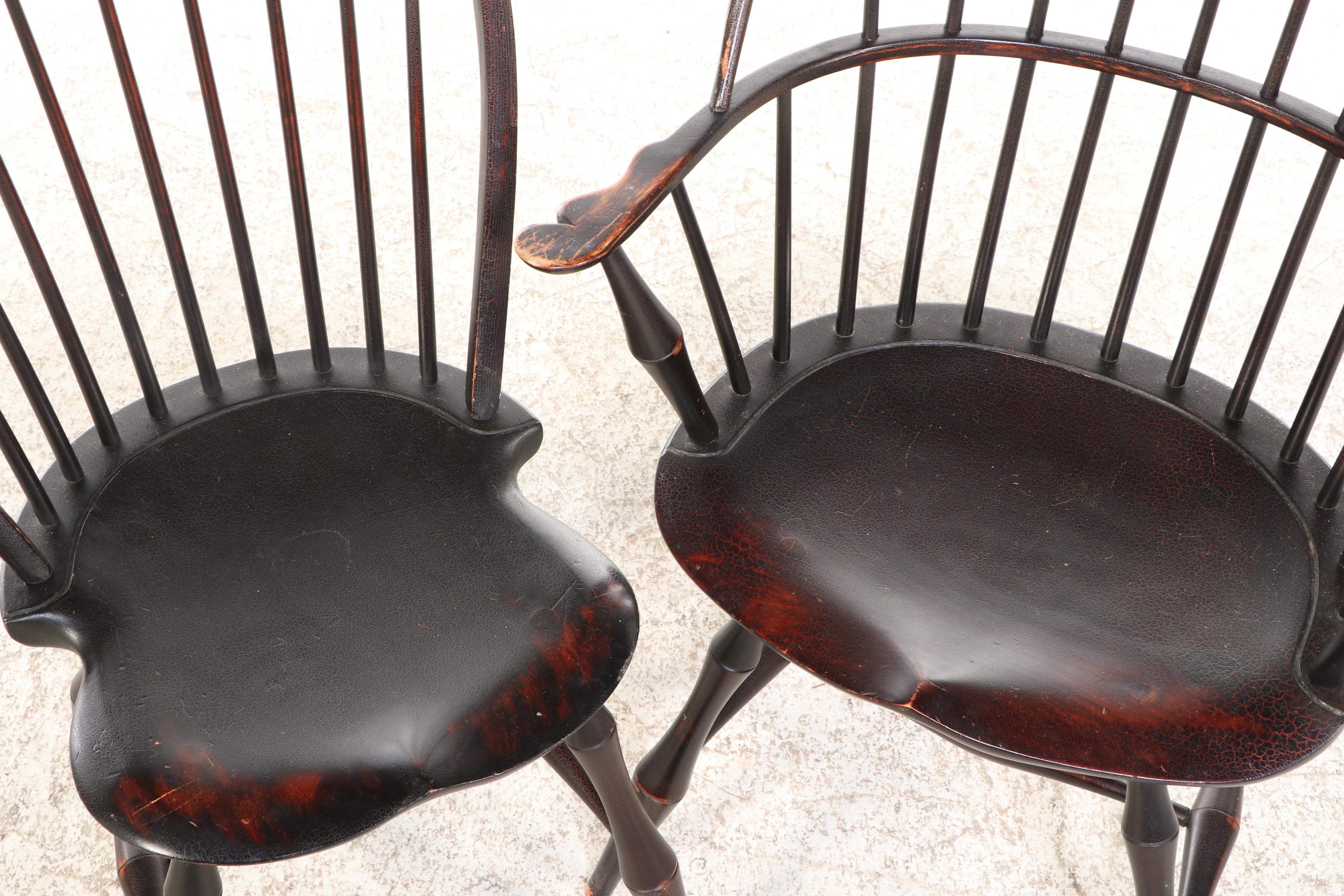 Set of Eight Benchmade D. R. Dimes Windsor Dining Chairs, 20th Century