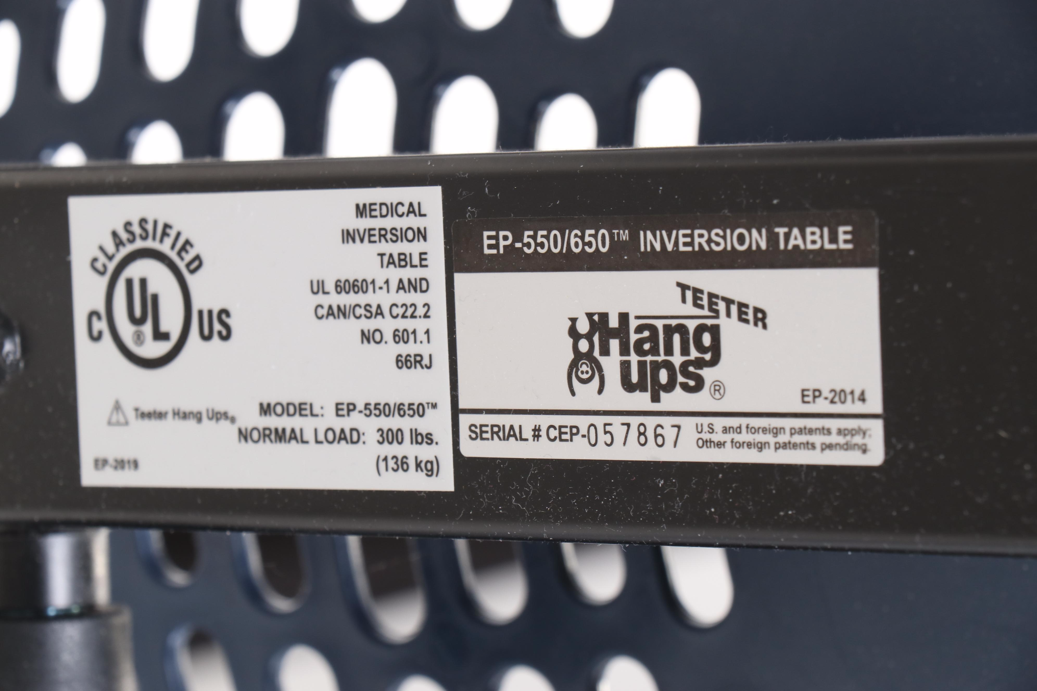 Teeter Hang Ups Model EP-550/650 Medical Inversion Table