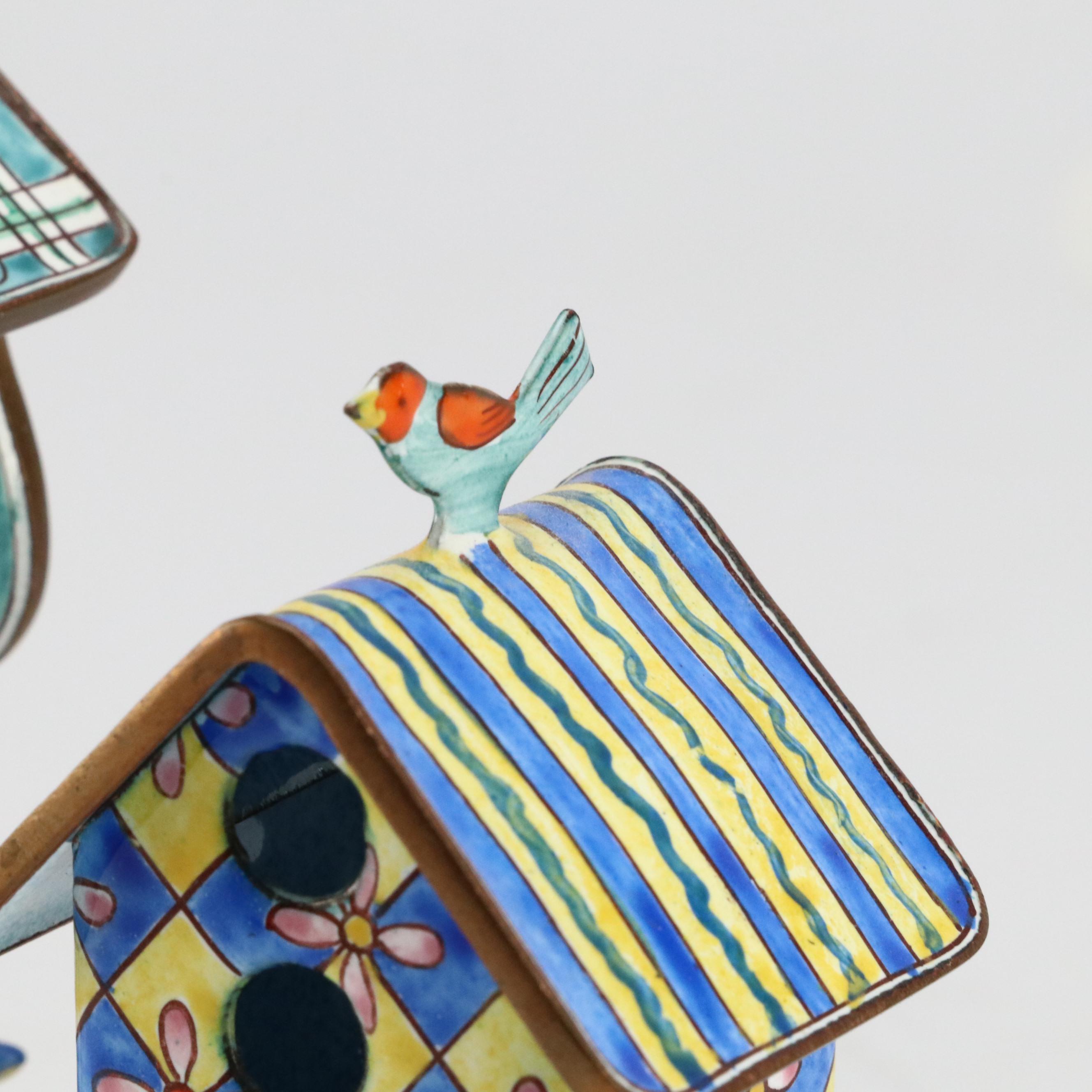 Kelvin Chen Enameled Metal Miniature Birdhouses