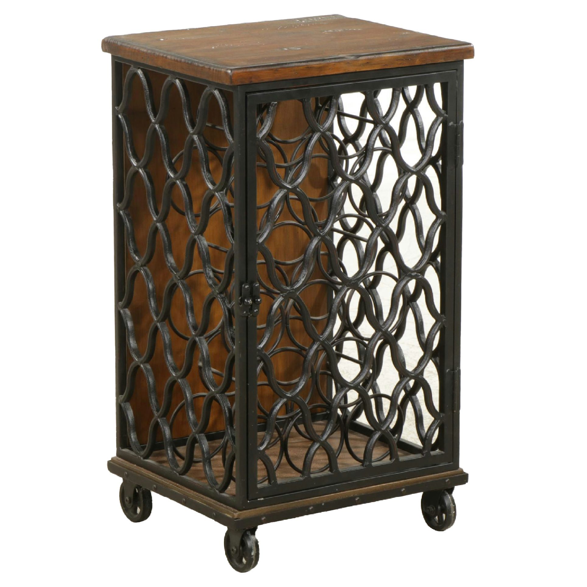 Wood and Metal Frame Rolling Wine Rack, 2014