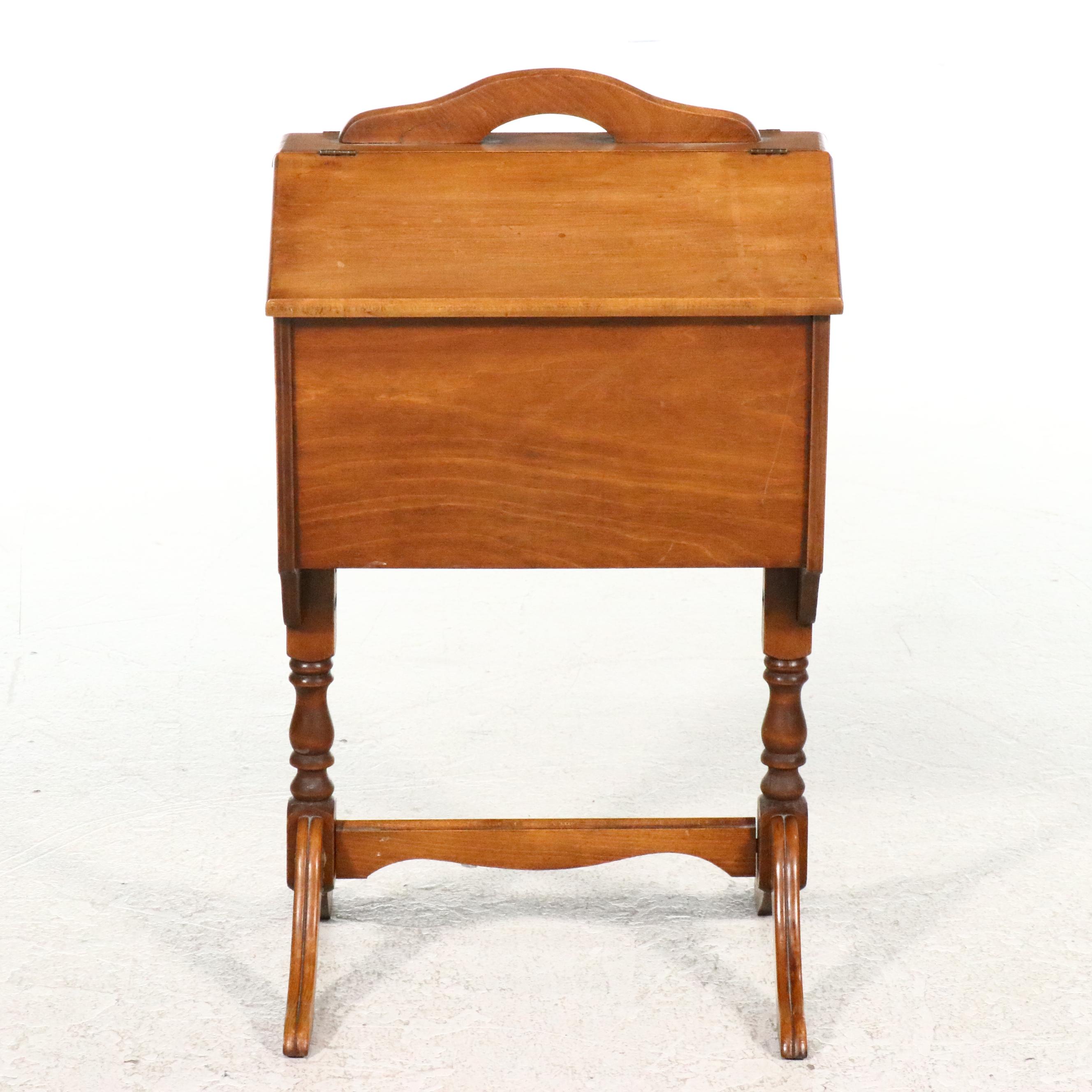 Maple Sewing Stand with Interior Tray, Mid to Late 20th Century