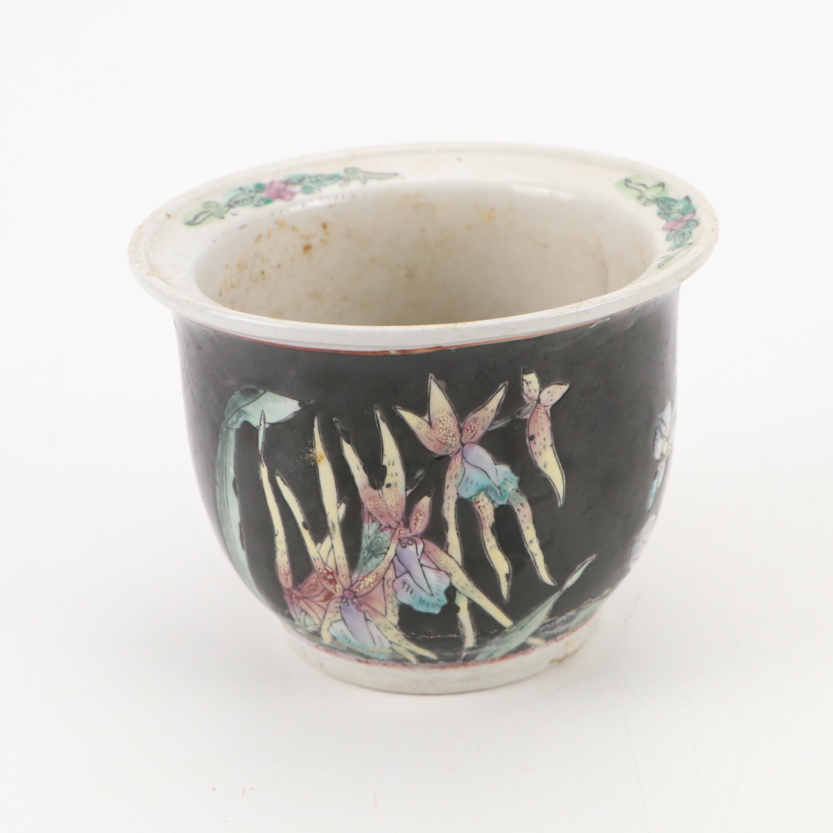 Chinese Styled Wooden Rice Bucket with Bowl, Planter and Calligraphy Brush