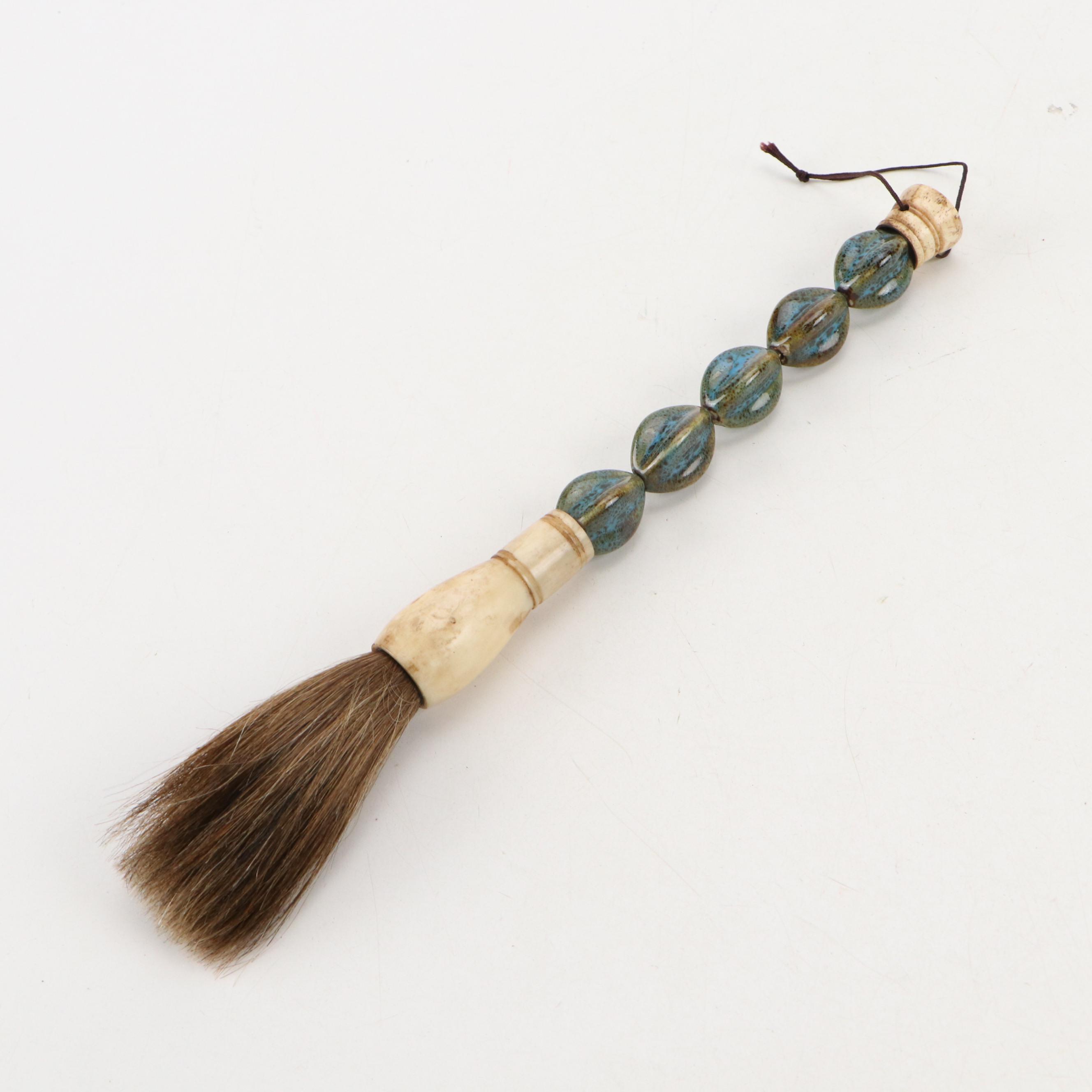 Chinese Styled Wooden Rice Bucket with Bowl, Planter and Calligraphy Brush