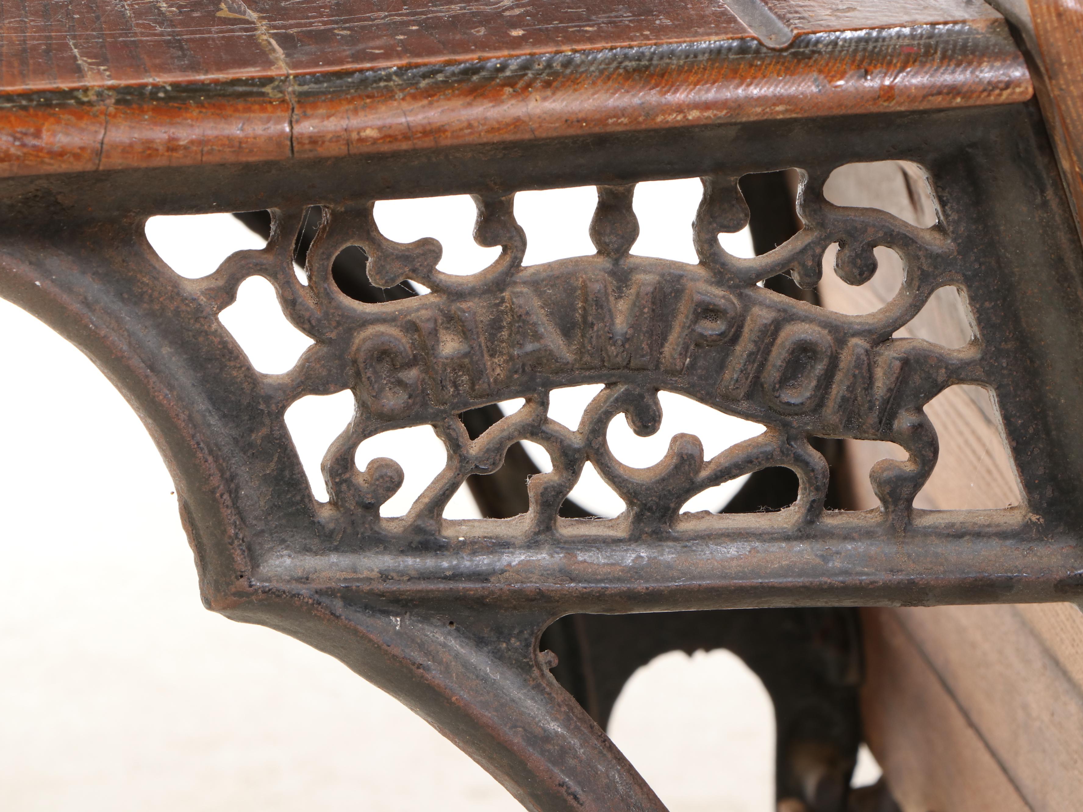 Champion Oak and Cast Iron School Desk, Early to Mid-20th Century