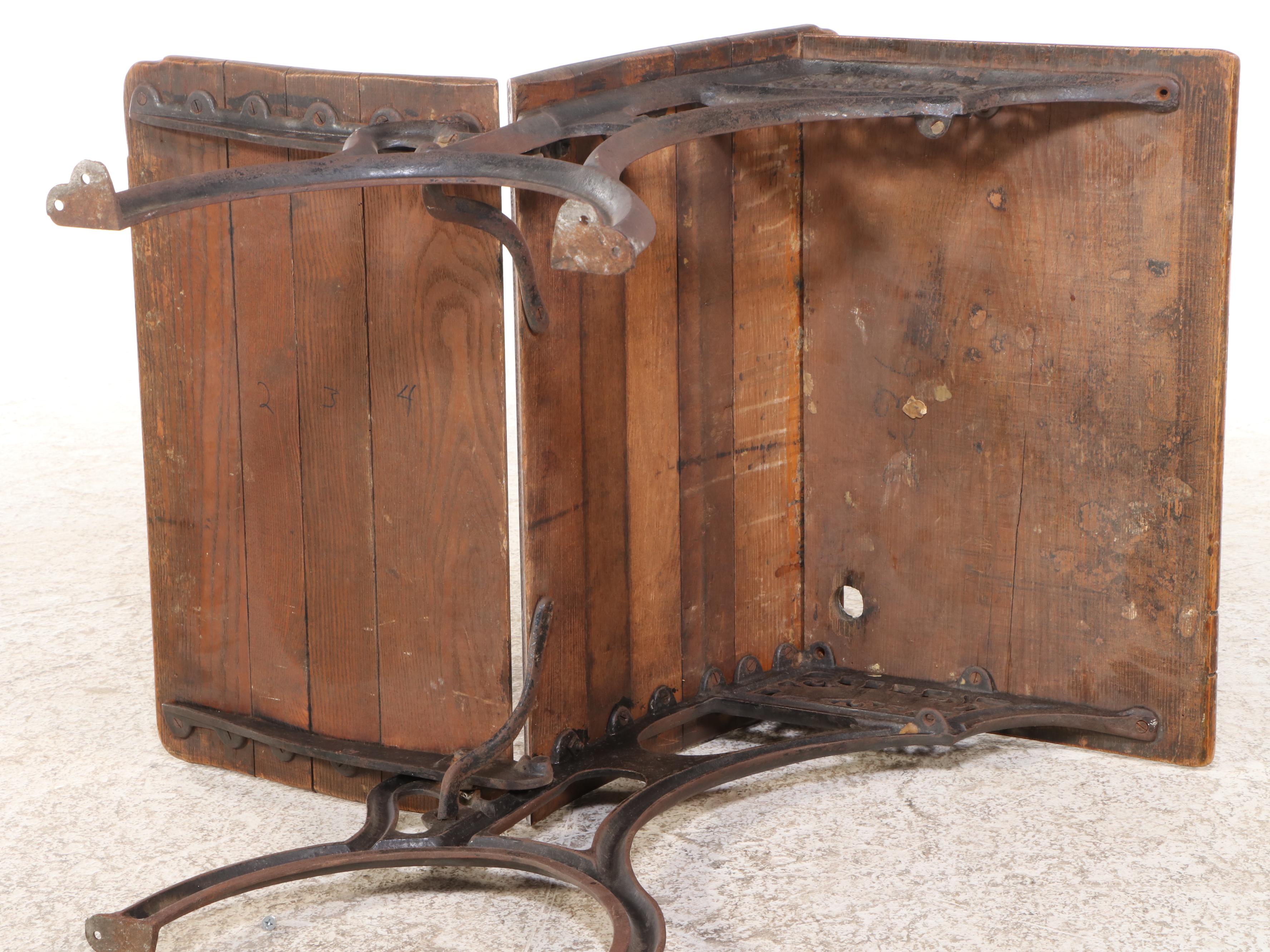 Champion Oak and Cast Iron School Desk, Early to Mid-20th Century