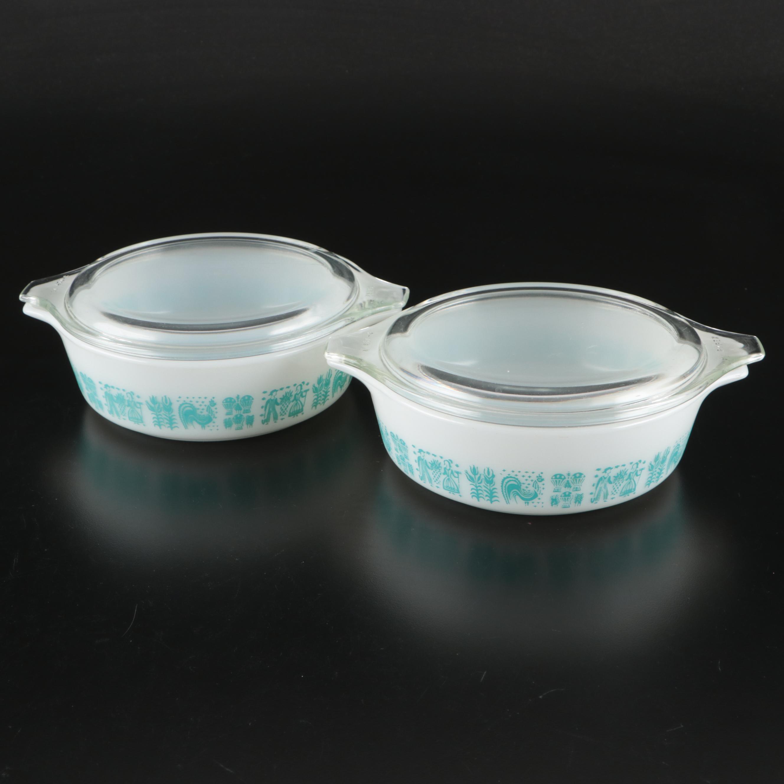 Pyrex "Butterprint" Casserole Dishes with Butter and Refrigerator Dishes