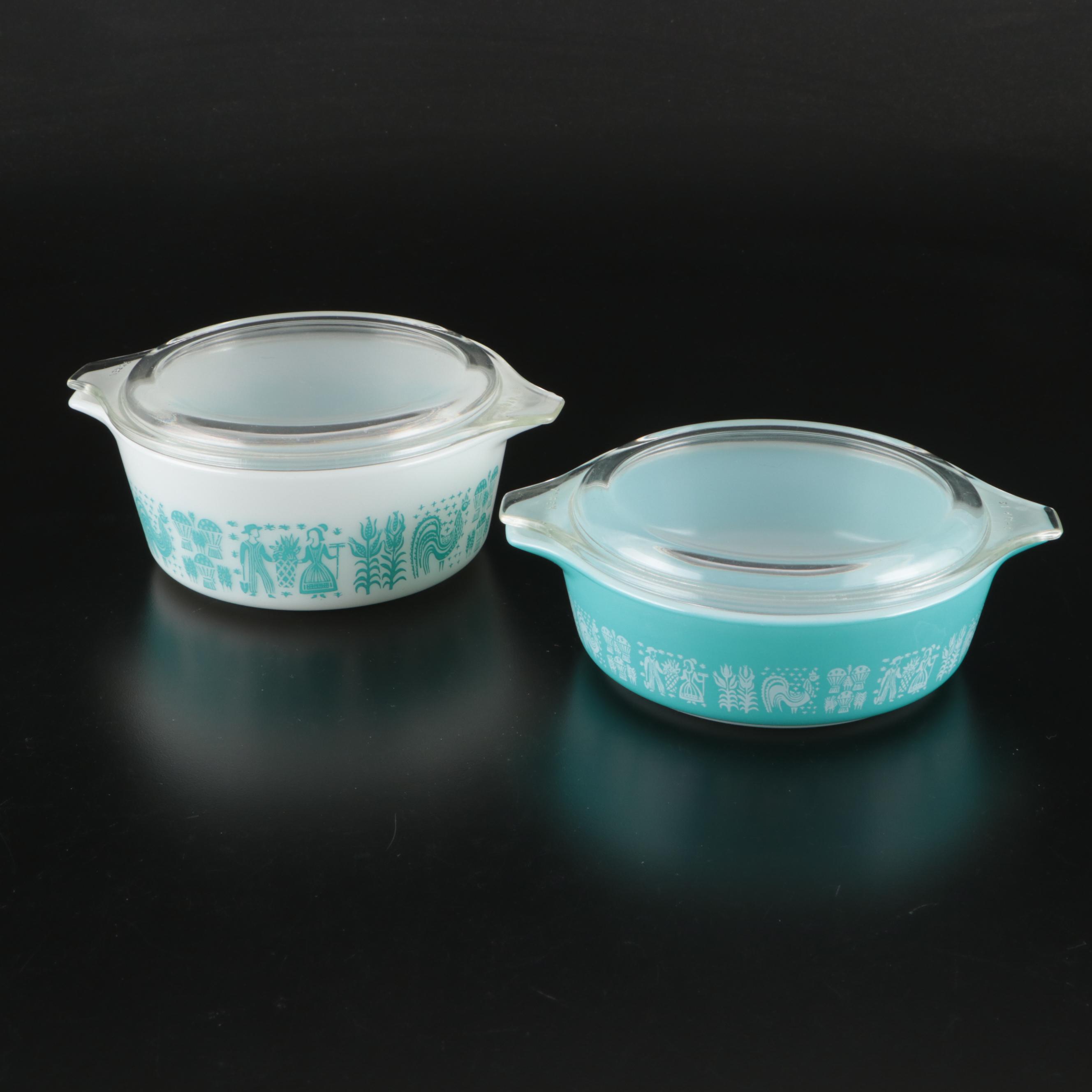 Pyrex "Butterprint" Casserole Dishes with Butter and Refrigerator Dishes