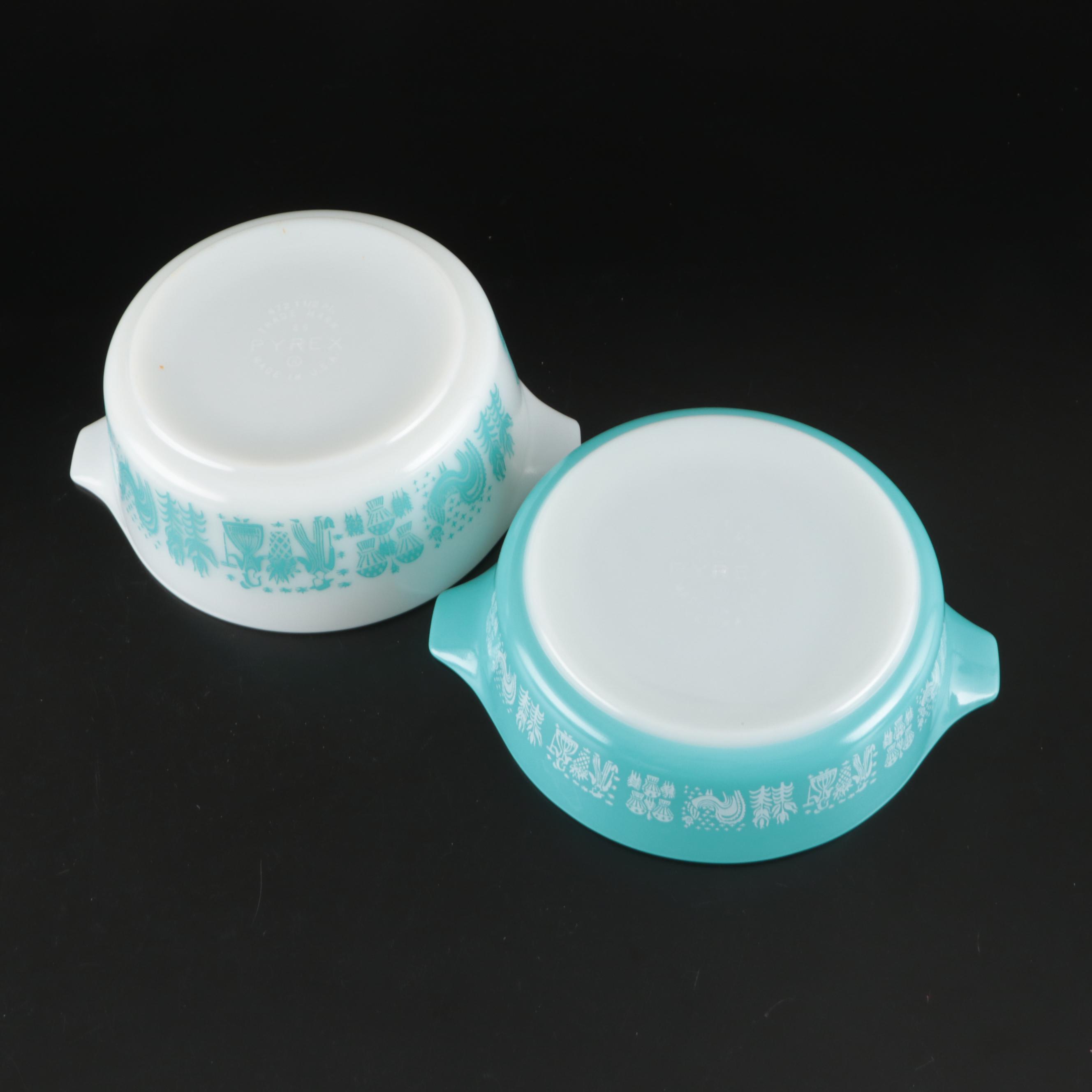 Pyrex "Butterprint" Casserole Dishes with Butter and Refrigerator Dishes