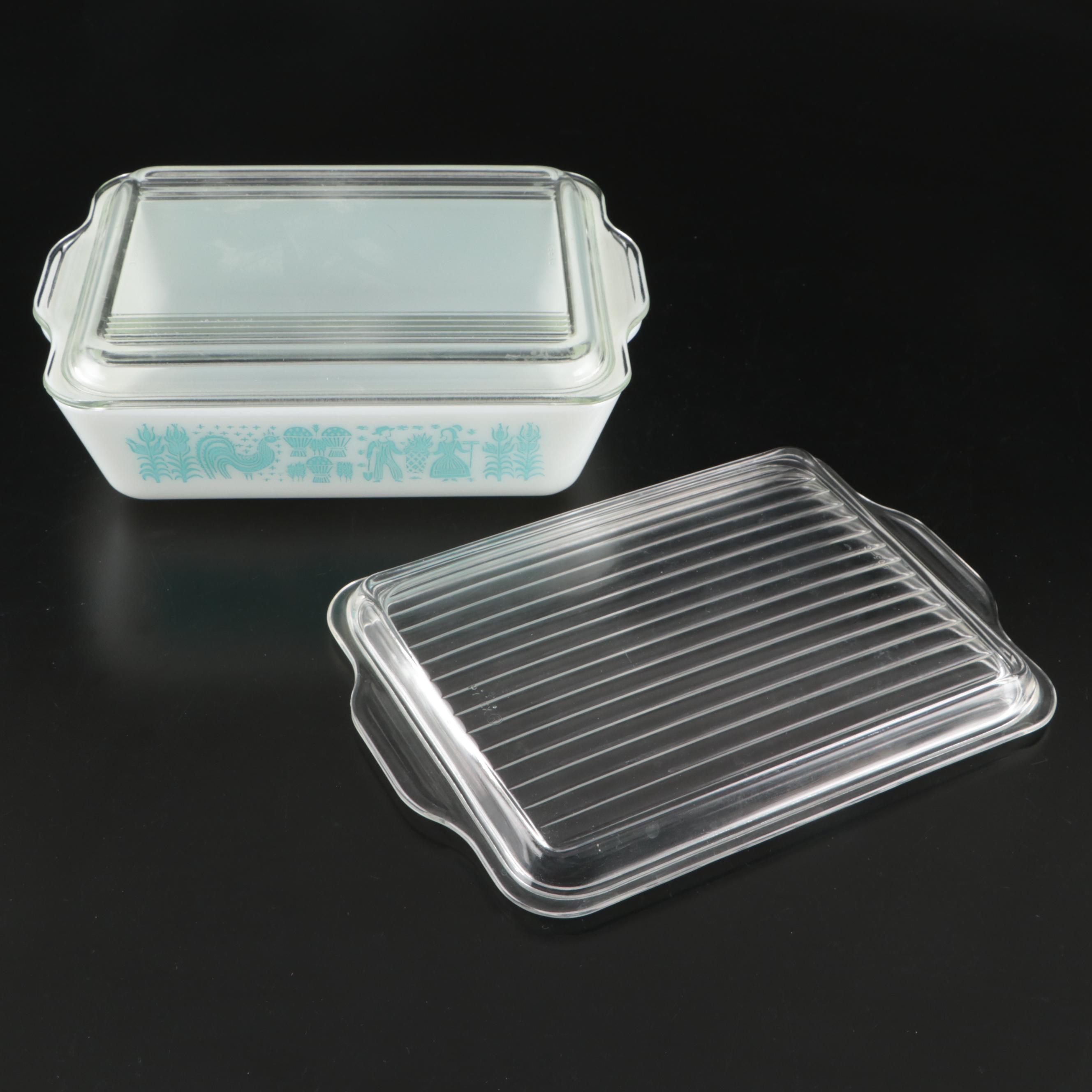 Pyrex "Butterprint" Casserole Dishes with Butter and Refrigerator Dishes
