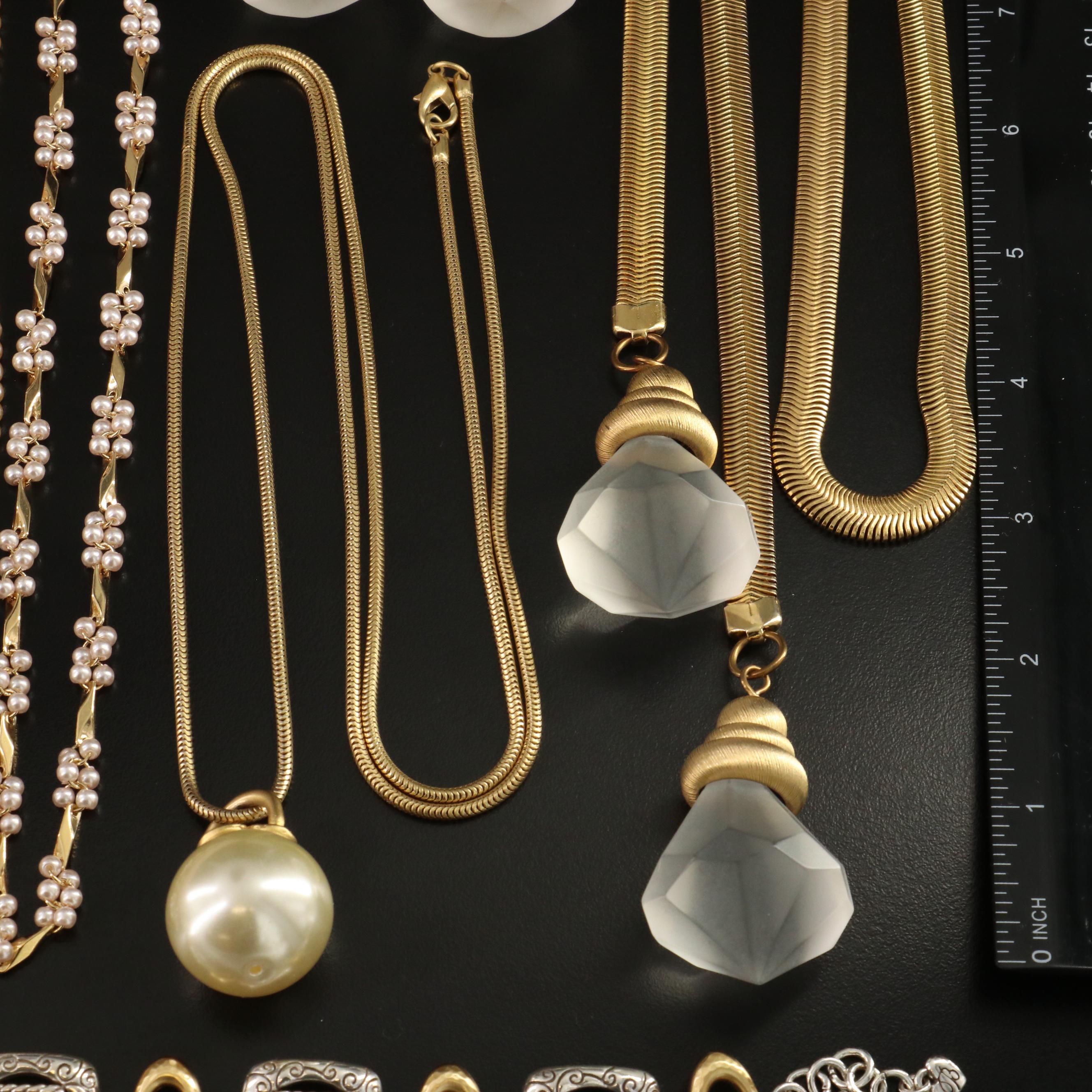 Gold-Tone and Faux Pearl Costume Jewelry Collection