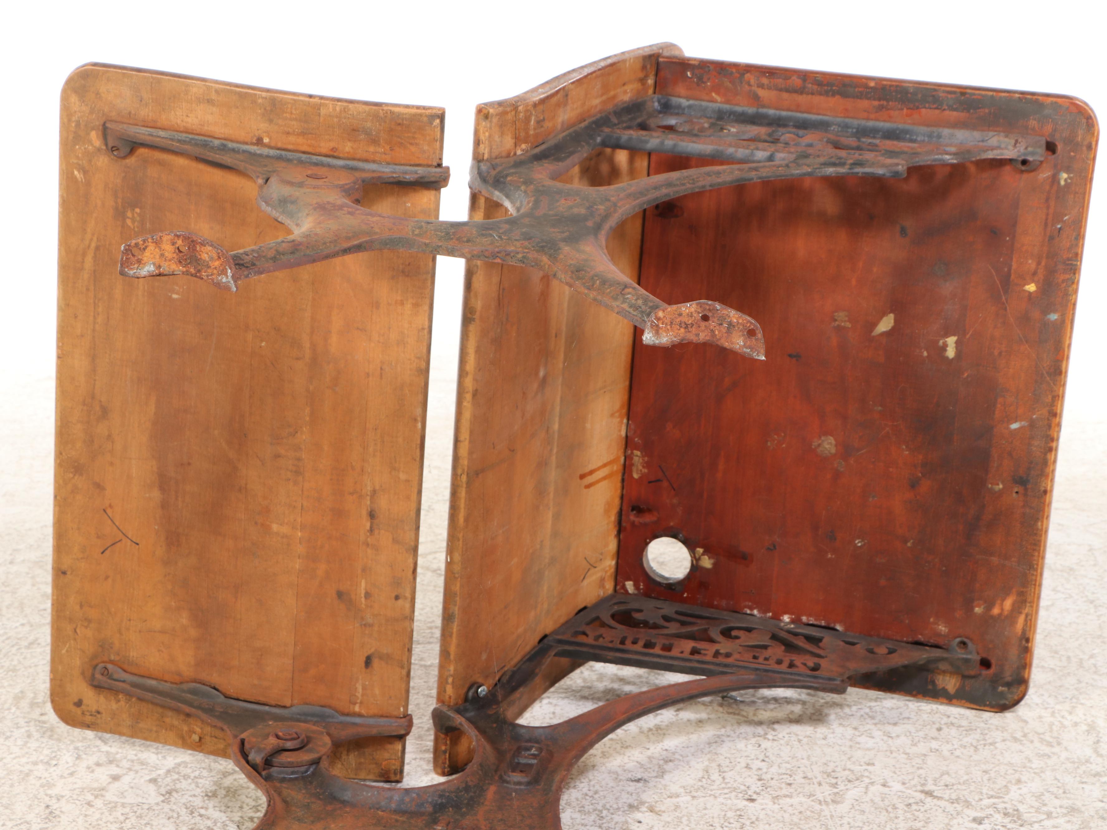 Sears Roebuck & Co. Cast Iron and Wood School Desk, Early to Mid-20th Century