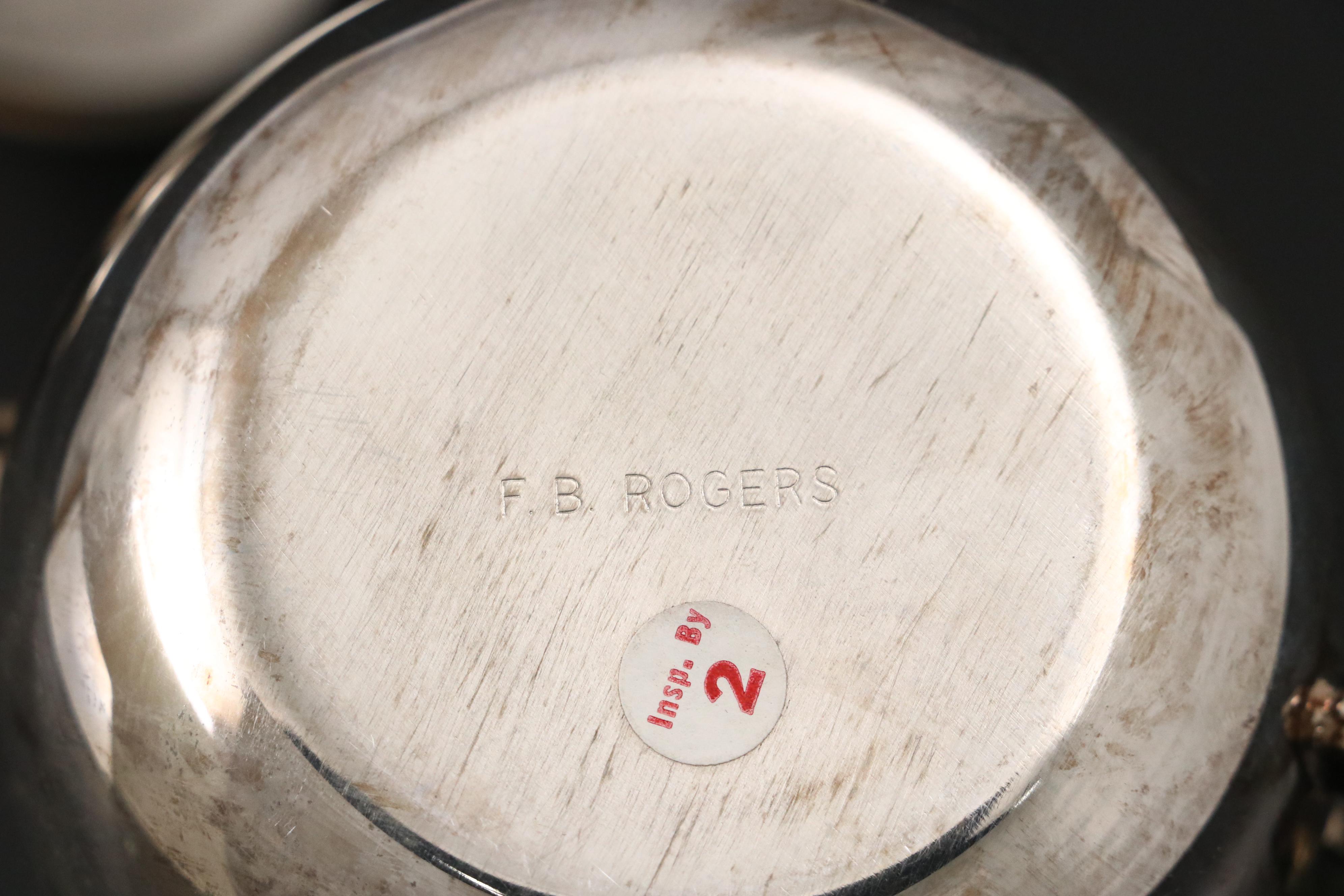 Meriden Silver Plate Teapot and F. B. Rogers Creamer and Sugar with Bun Warmer