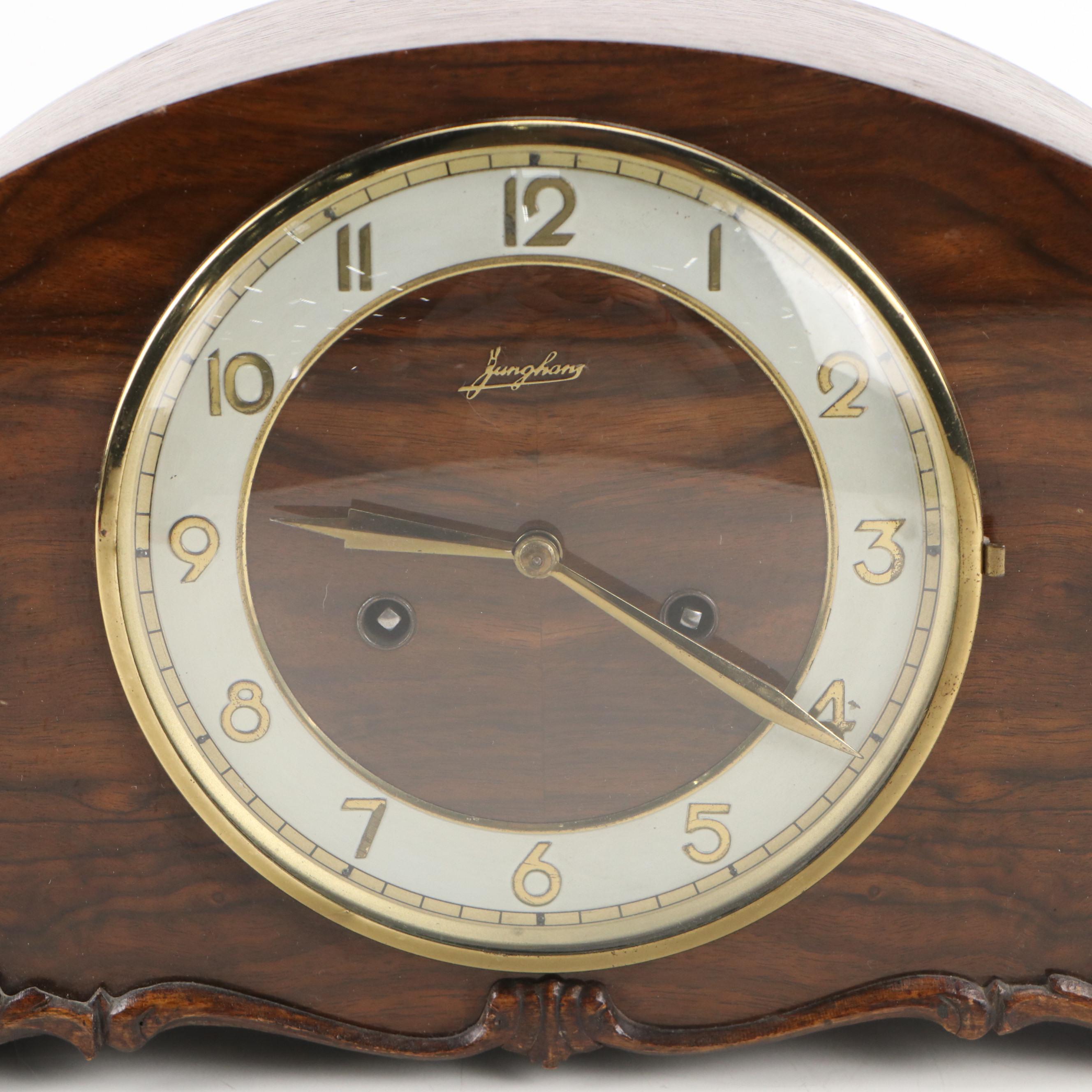 Junghans Art Deco Style Wooden Mantel Clock, Mid-20th Century