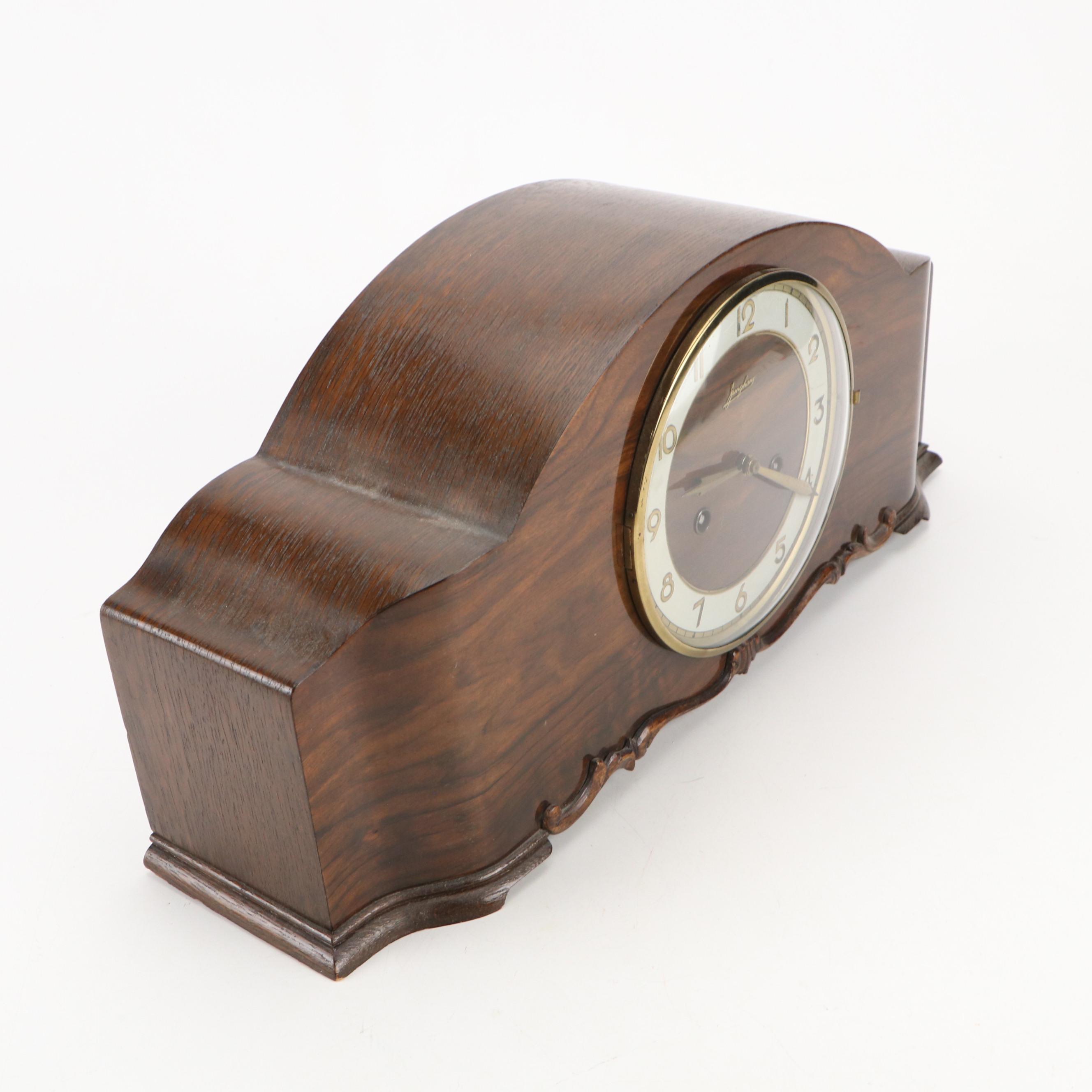 Junghans Art Deco Style Wooden Mantel Clock, Mid-20th Century