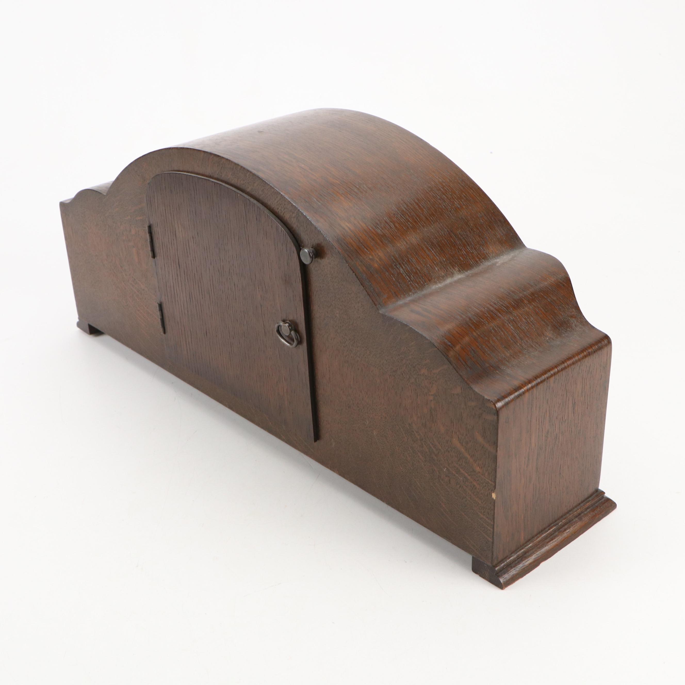 Junghans Art Deco Style Wooden Mantel Clock, Mid-20th Century