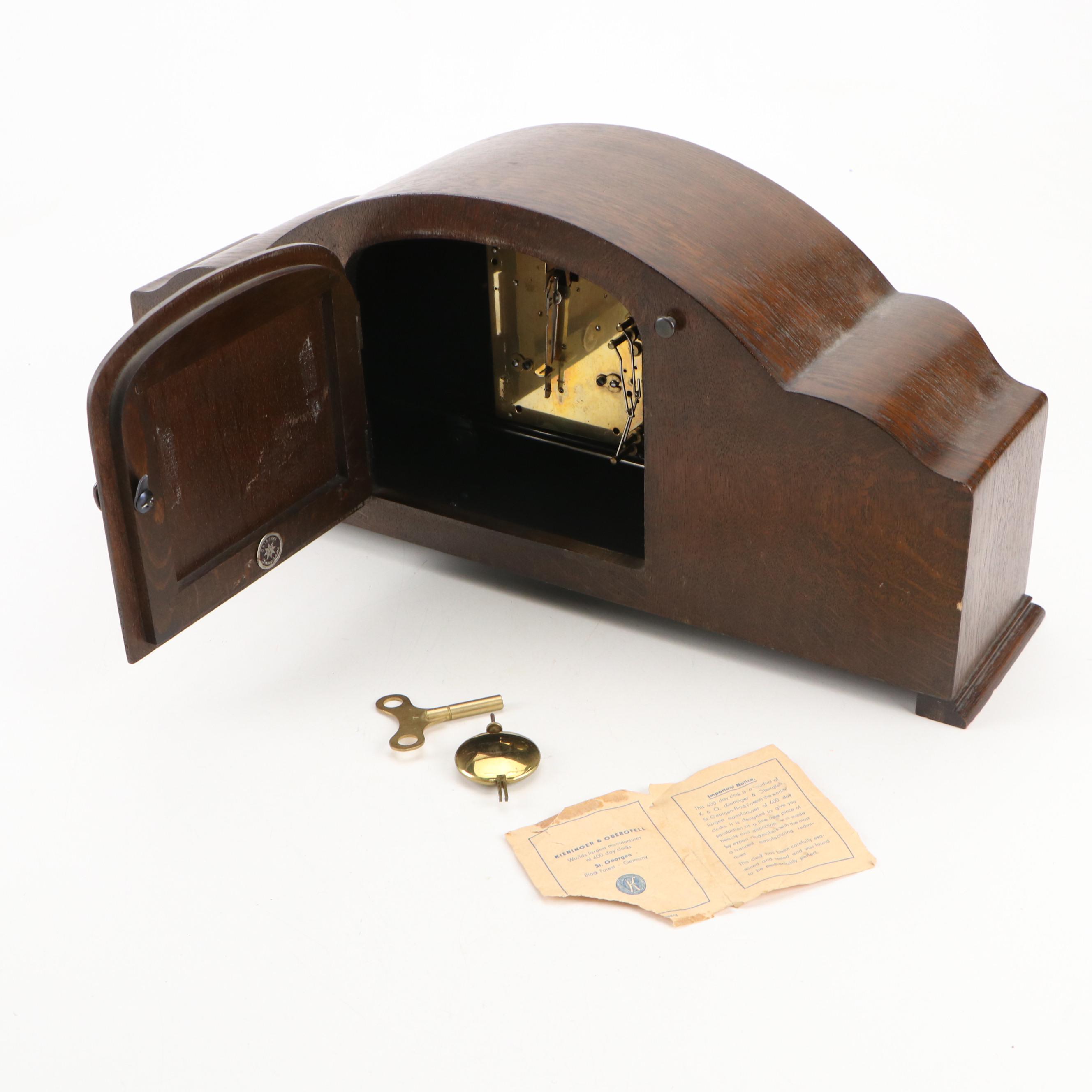 Junghans Art Deco Style Wooden Mantel Clock, Mid-20th Century