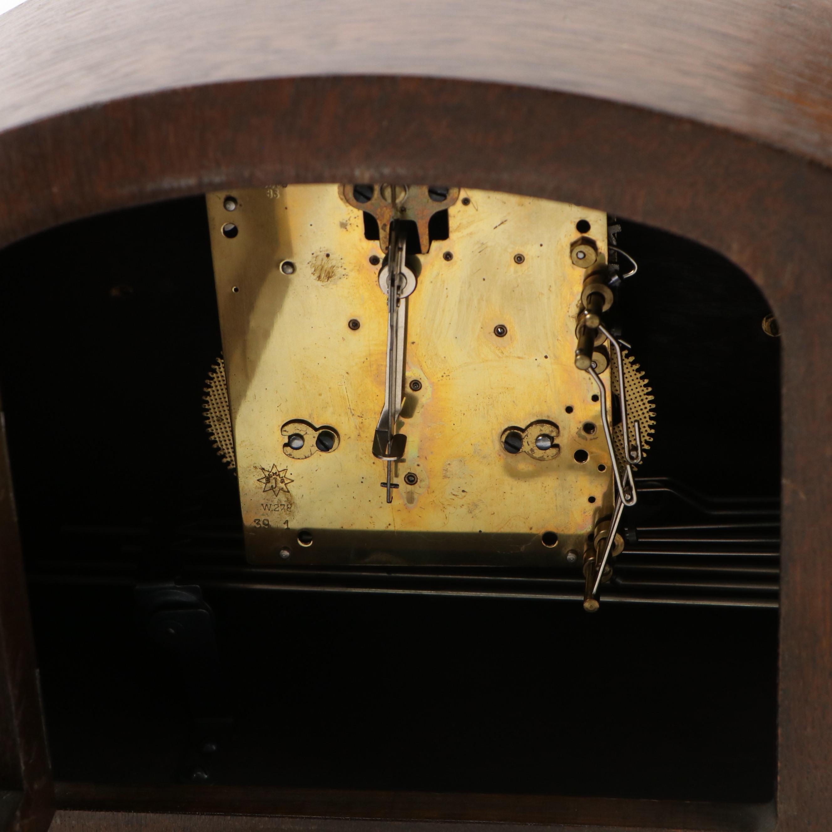 Junghans Art Deco Style Wooden Mantel Clock, Mid-20th Century