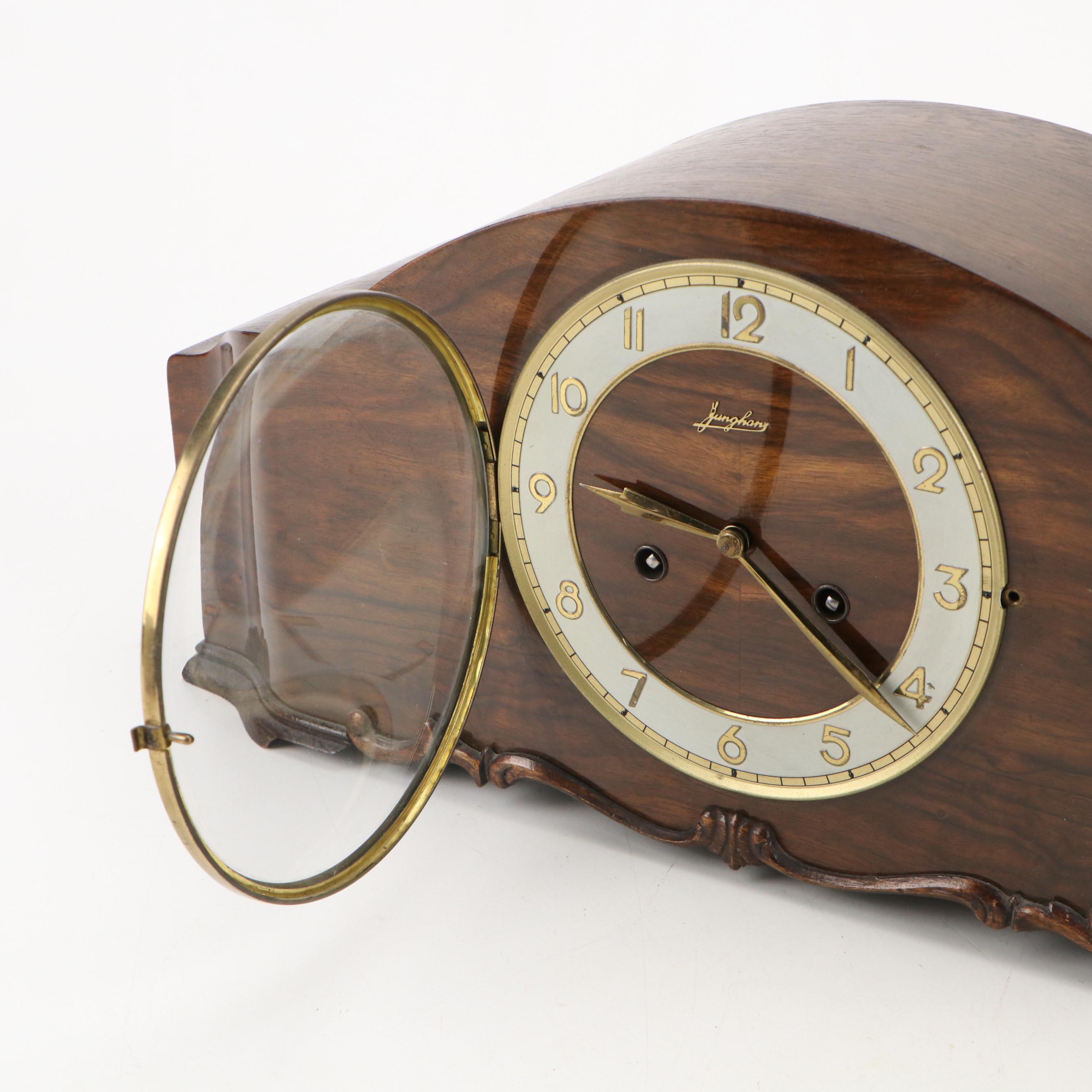 Junghans Art Deco Style Wooden Mantel Clock, Mid-20th Century