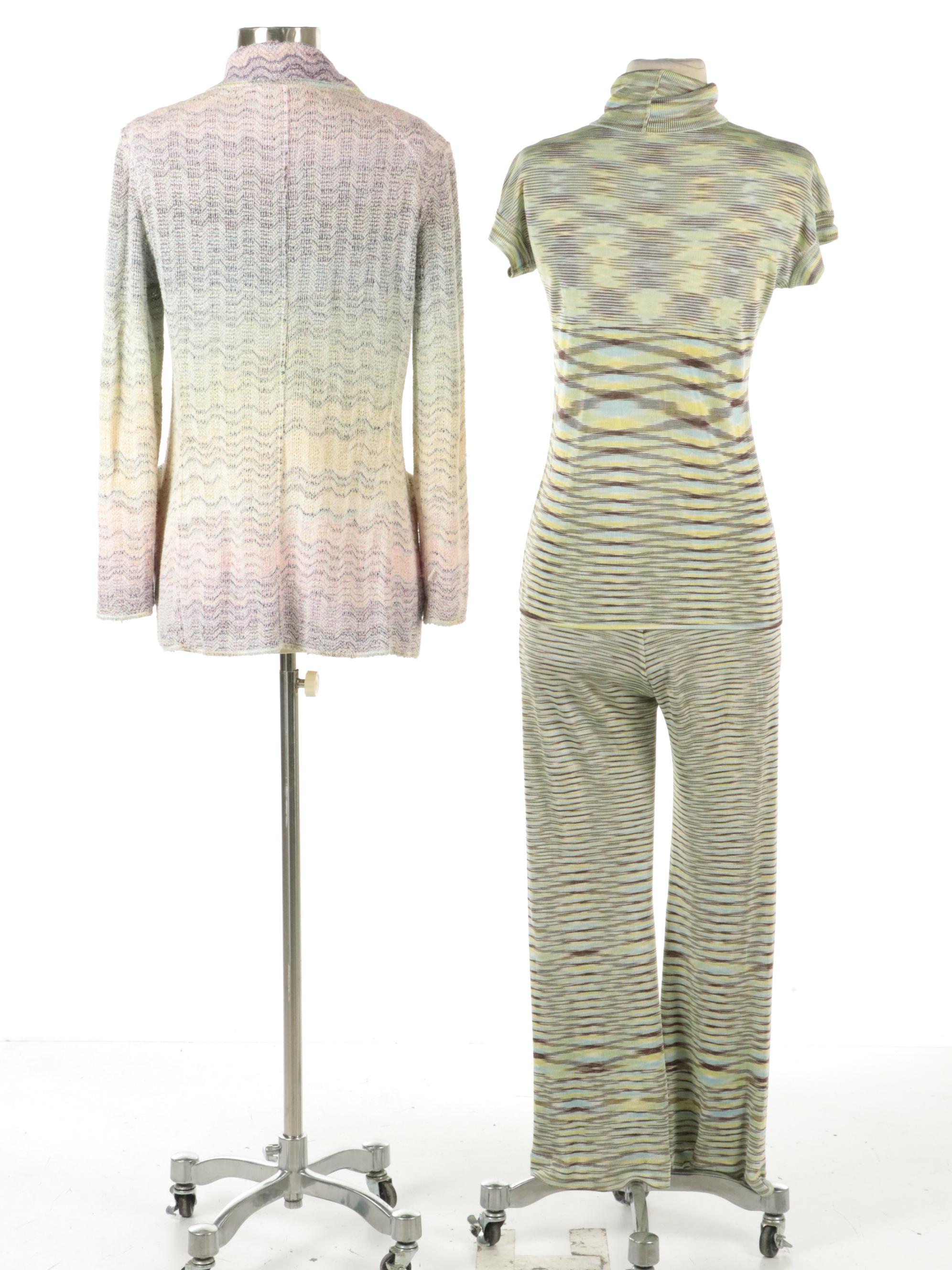 Missoni Orange Label Pant Set and Cardigan Sweater, 1970s
