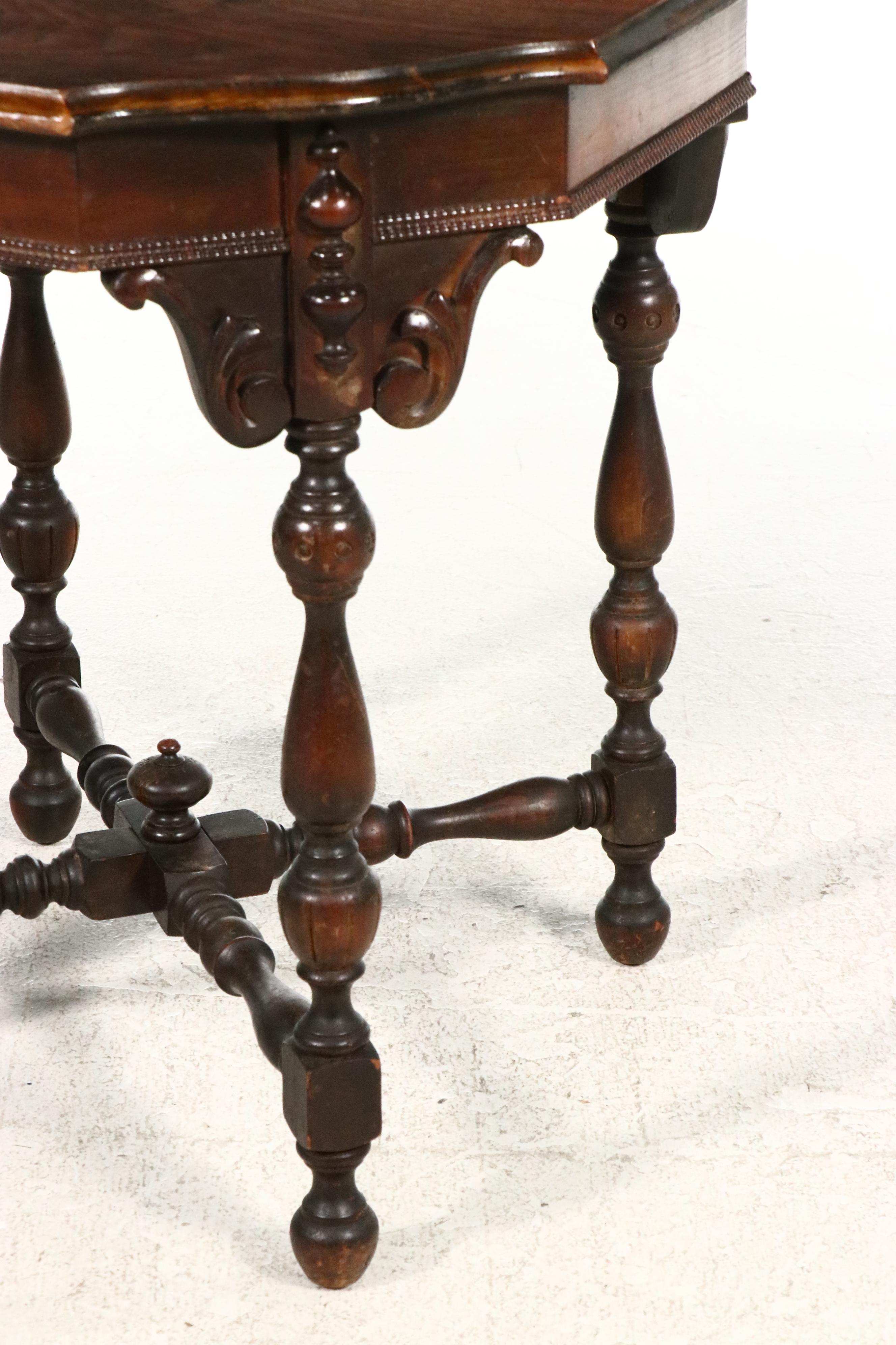 Cochran Chair Co. Jacobean Style Walnut Center Table, Early to Mid-20th Century