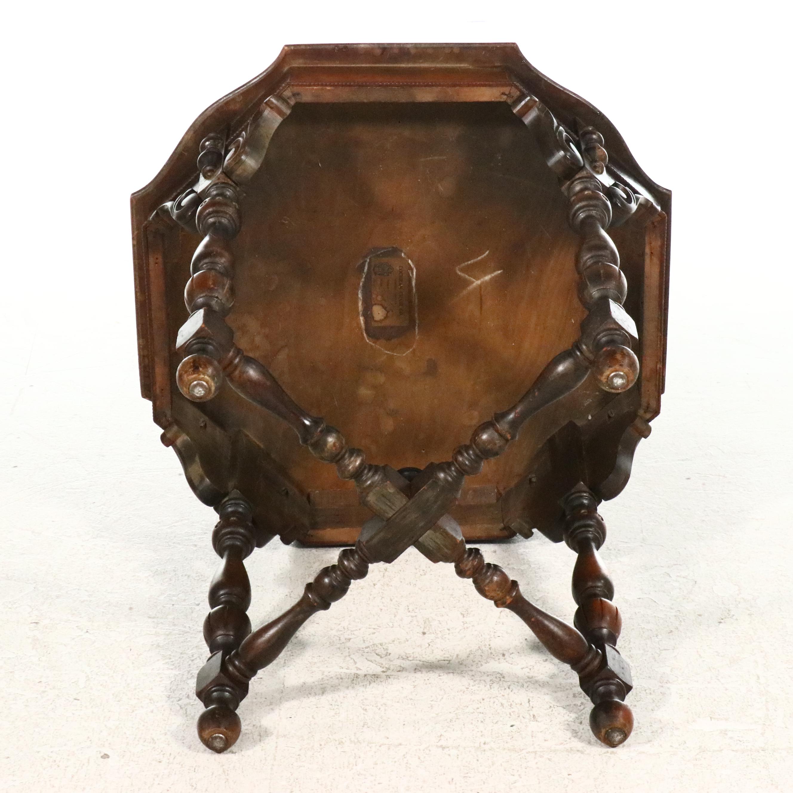 Cochran Chair Co. Jacobean Style Walnut Center Table, Early to Mid-20th Century