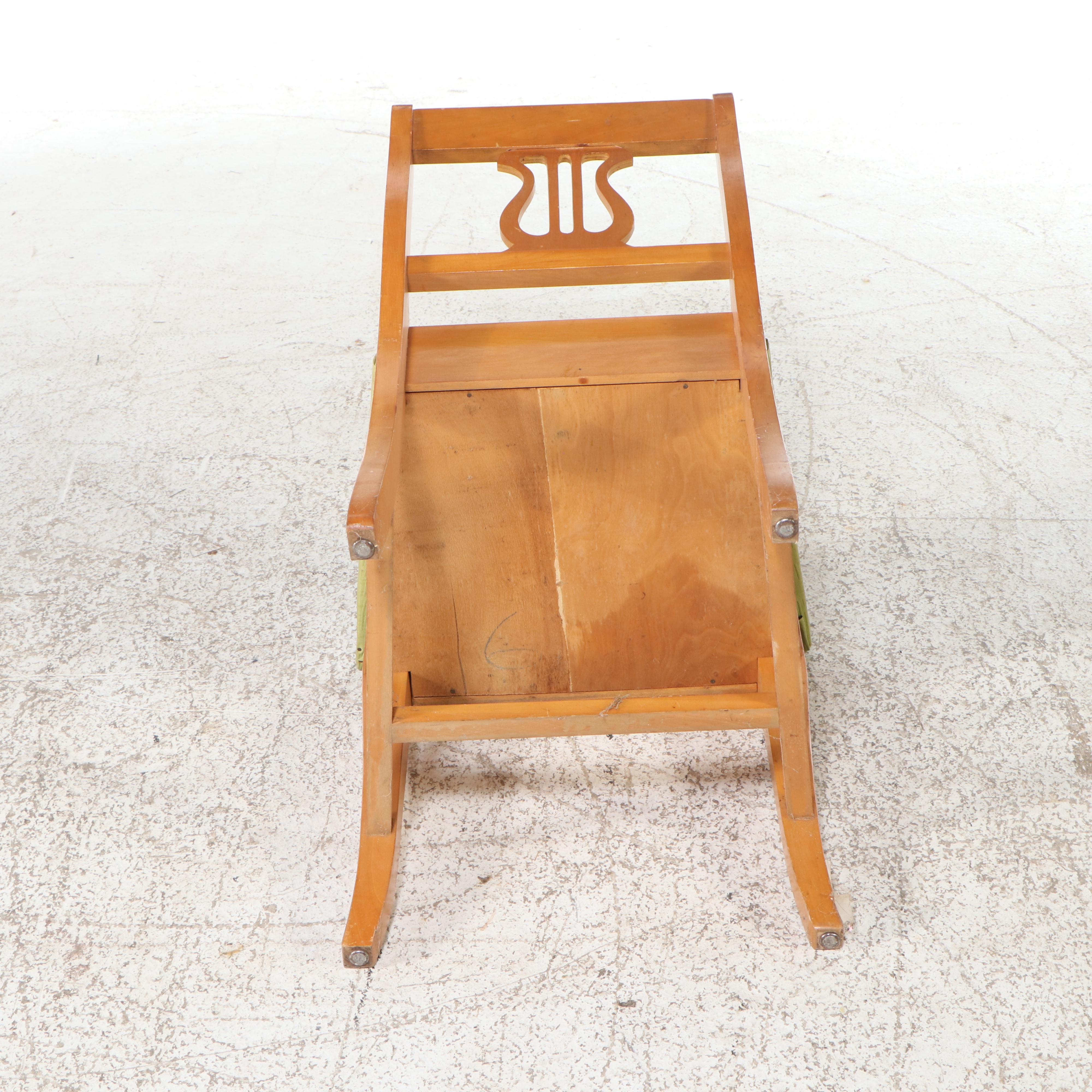 Oak Sewing Table with DeLuxe Model 1954 Household Sewing Machine and Chair