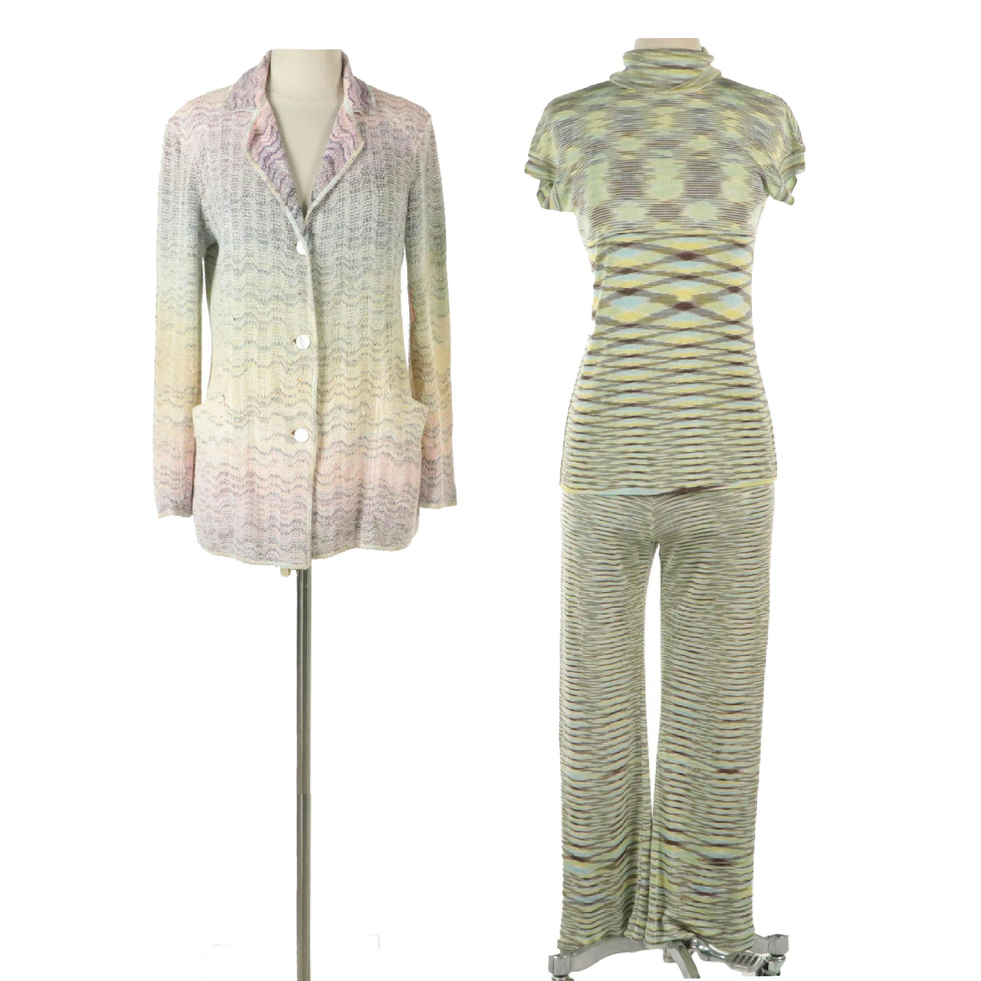 Missoni Orange Label Pant Set and Cardigan Sweater, 1970s
