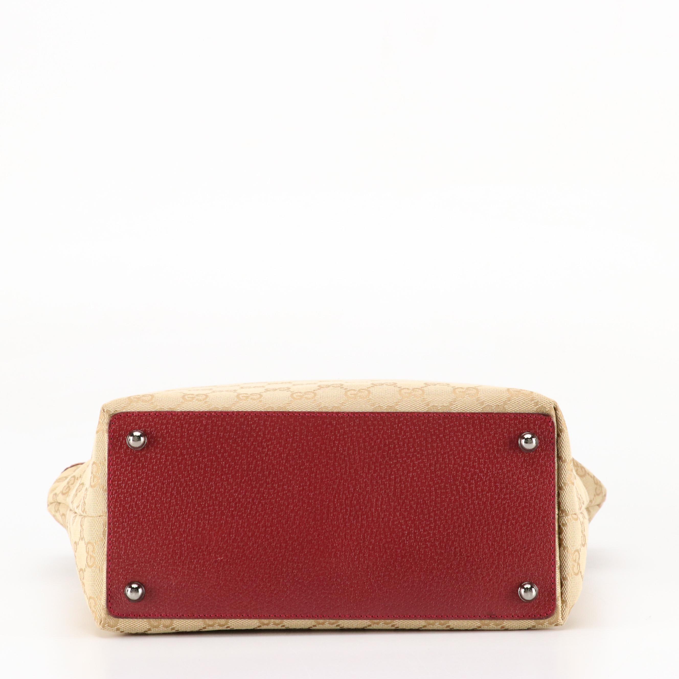 Gucci Tote in GG Canvas and Tonal Leather Trim and Fabric Lining