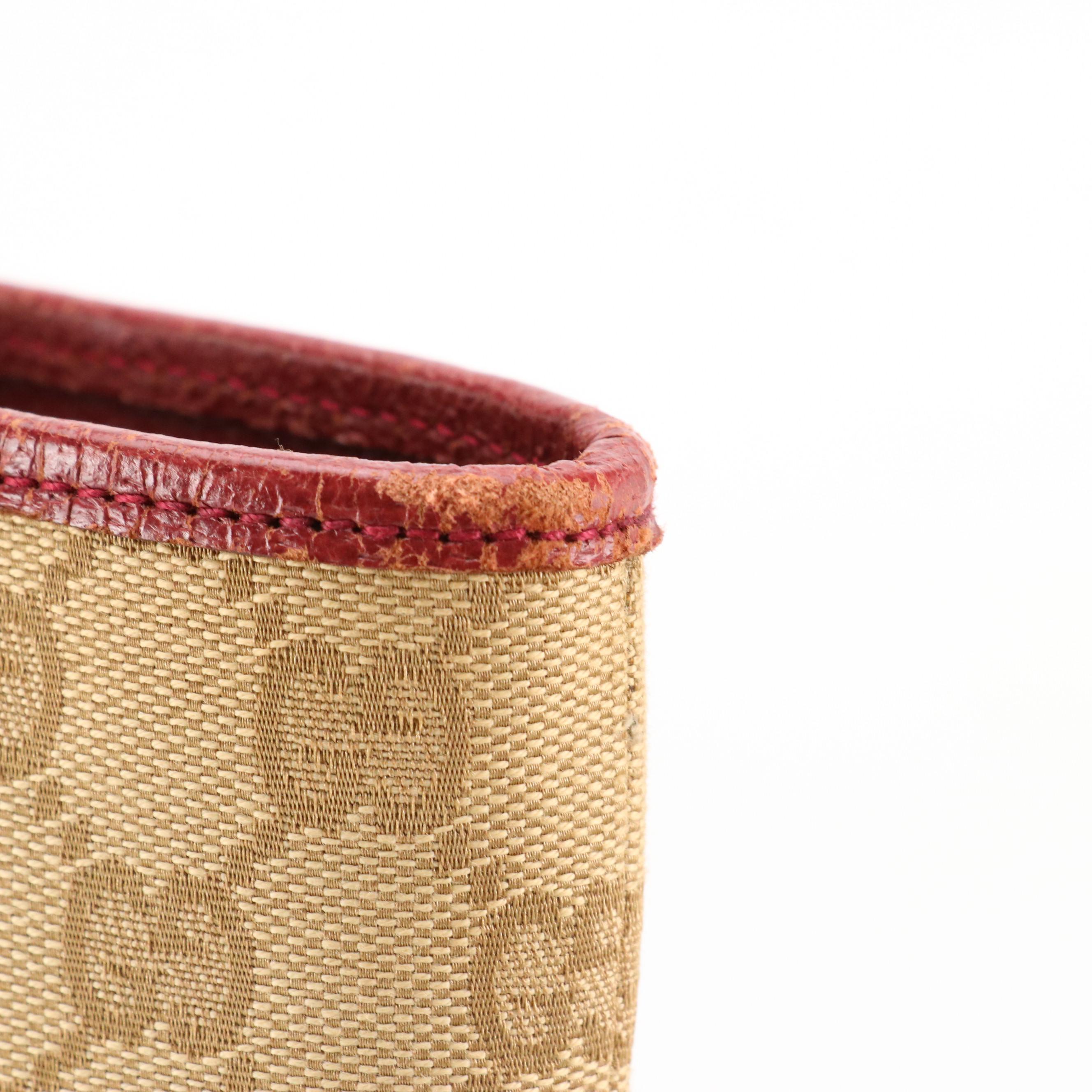 Gucci Tote in GG Canvas and Tonal Leather Trim and Fabric Lining