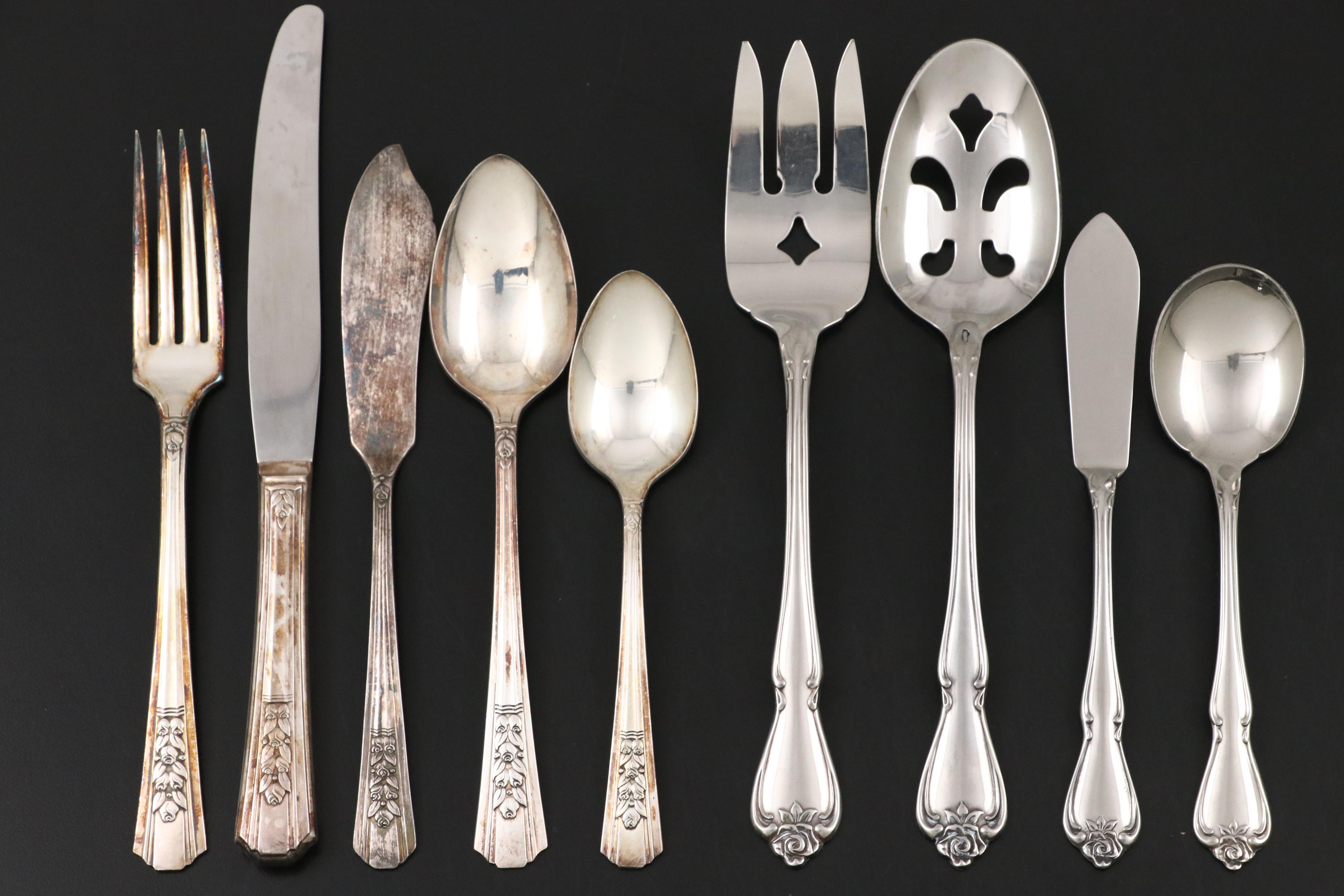 Oneida "Rosalie" with Other Silver Plate and Stainless Steel Flatware