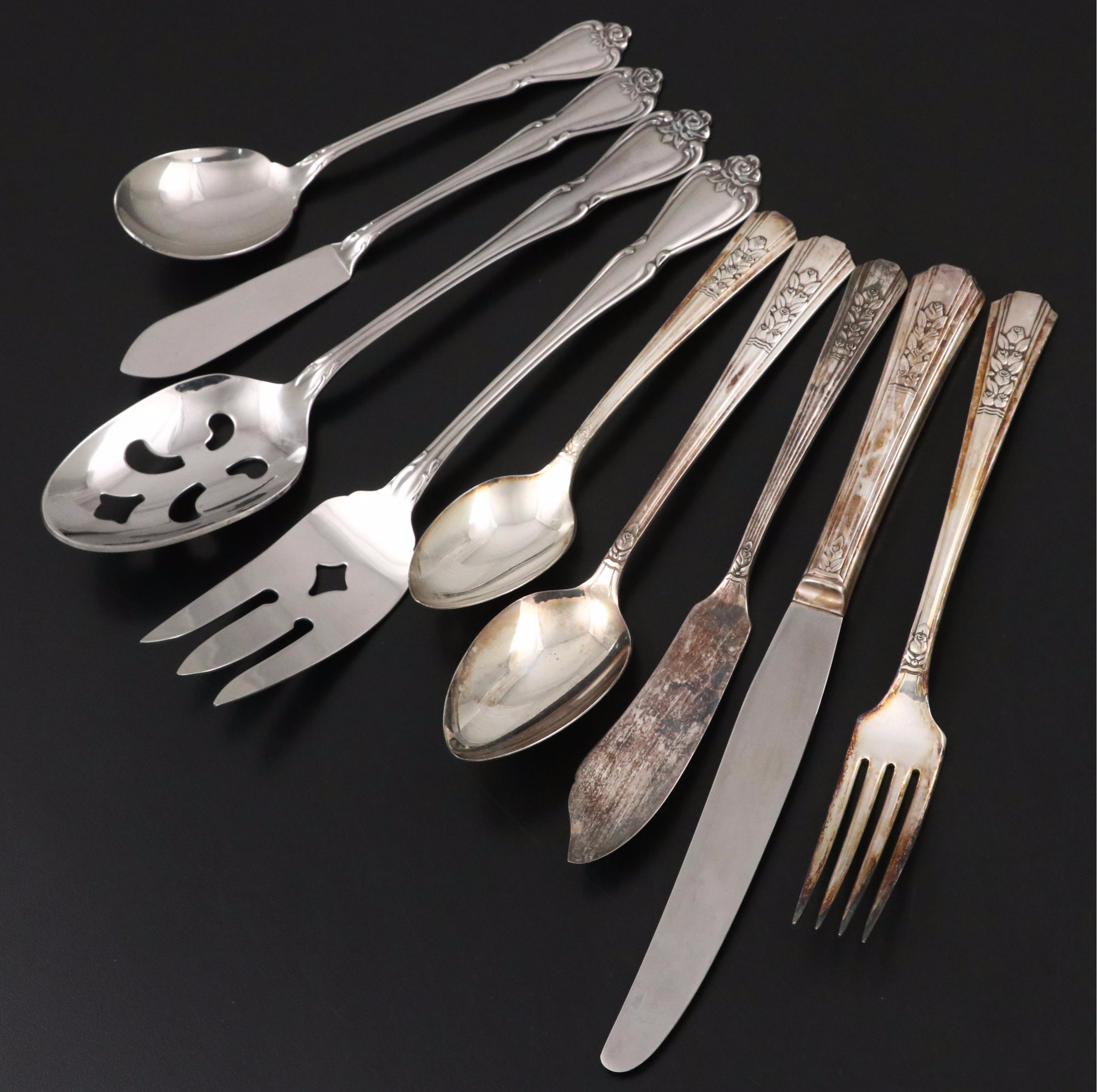 Oneida "Rosalie" with Other Silver Plate and Stainless Steel Flatware