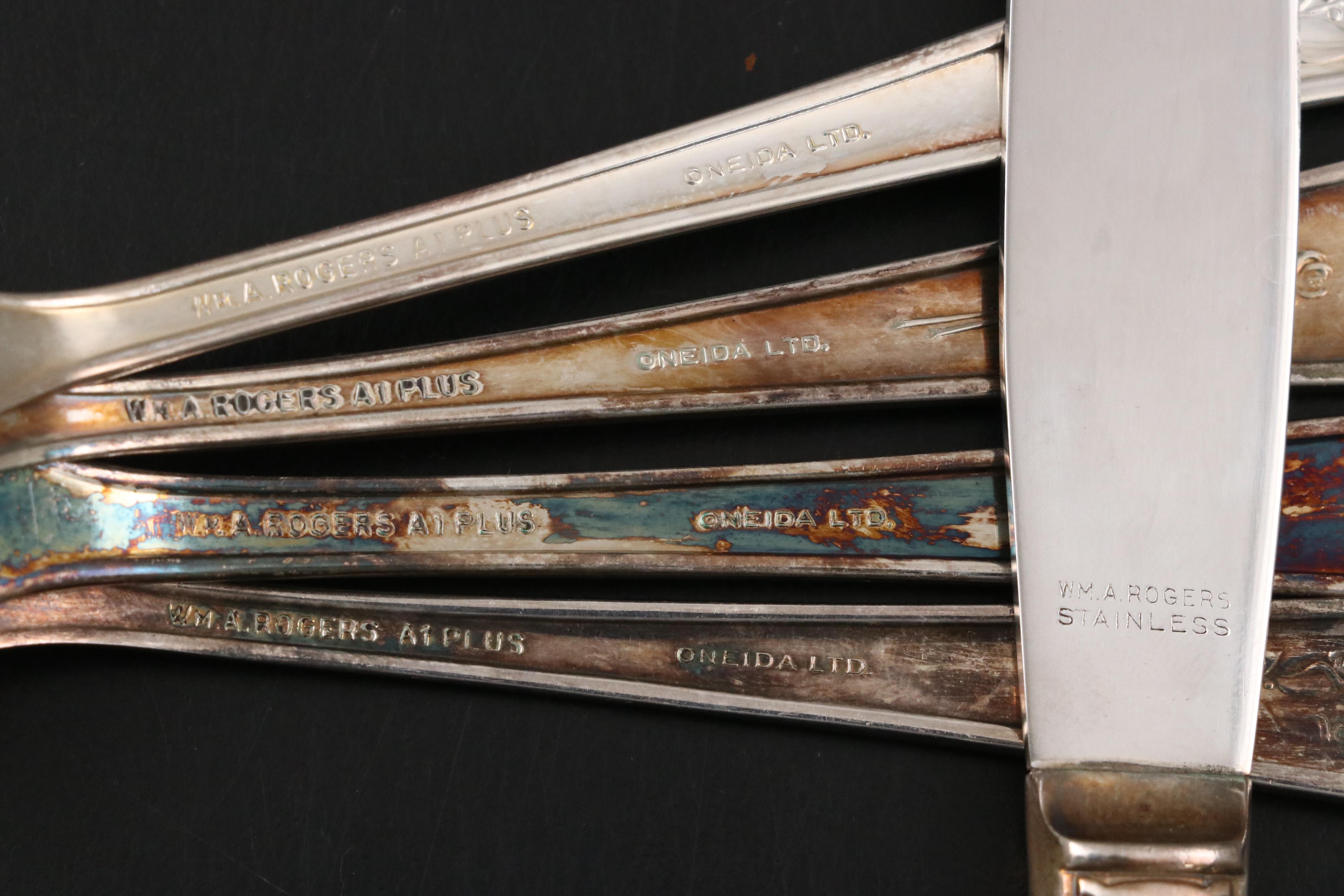 Oneida "Rosalie" with Other Silver Plate and Stainless Steel Flatware