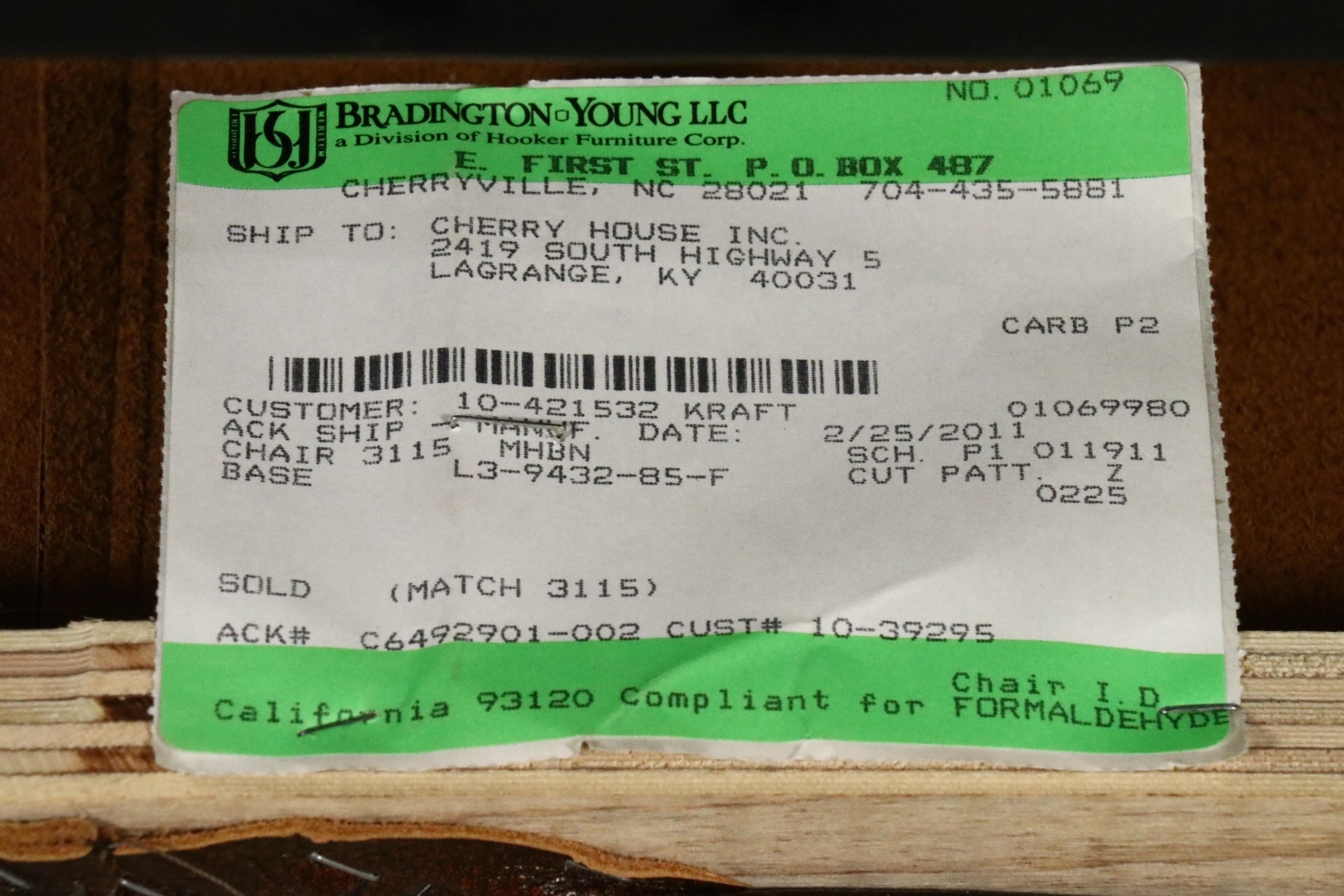 Bradington Young Leather Upholstered Recliner, 2011