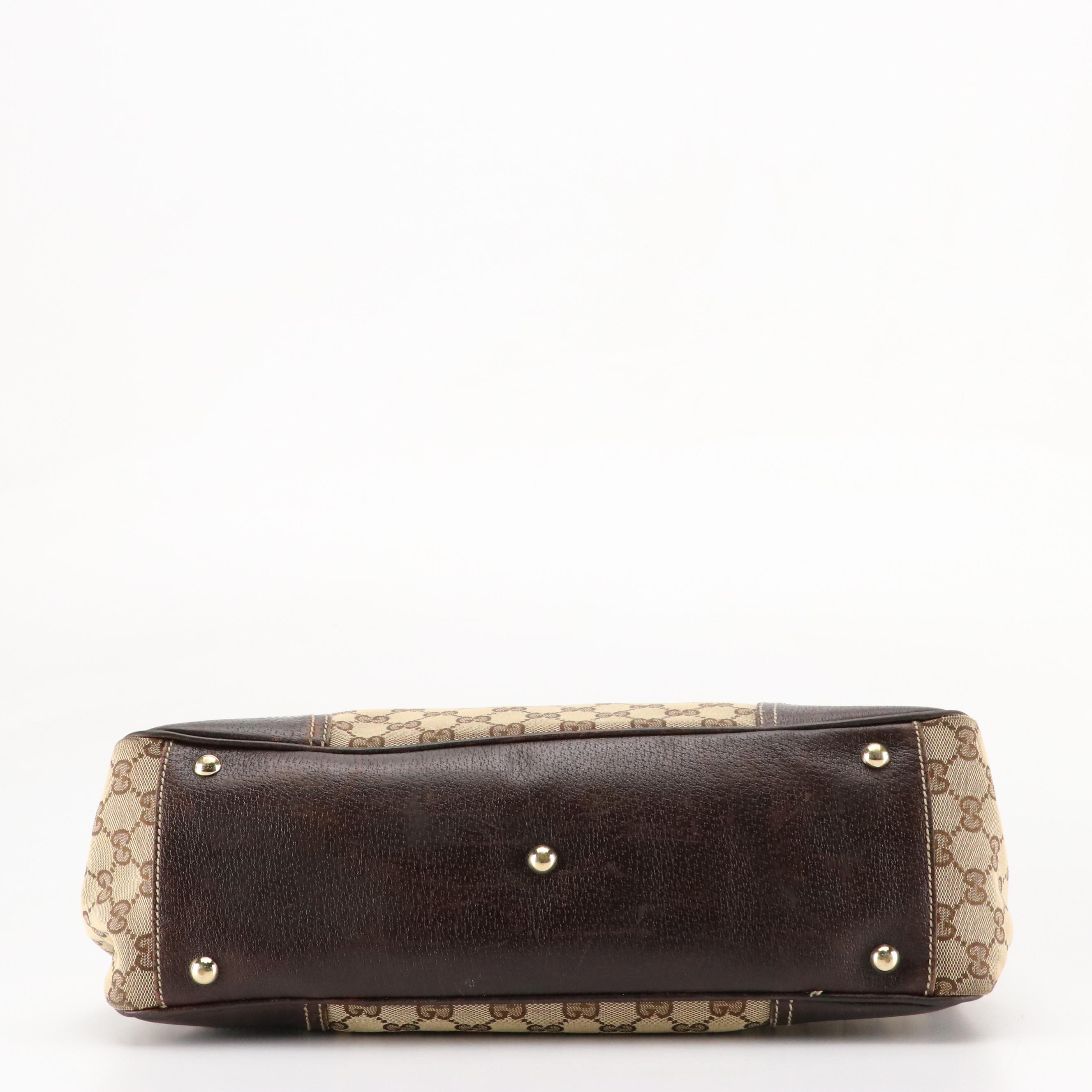 Gucci Princy Tote in GG Canvas and Brown Leather