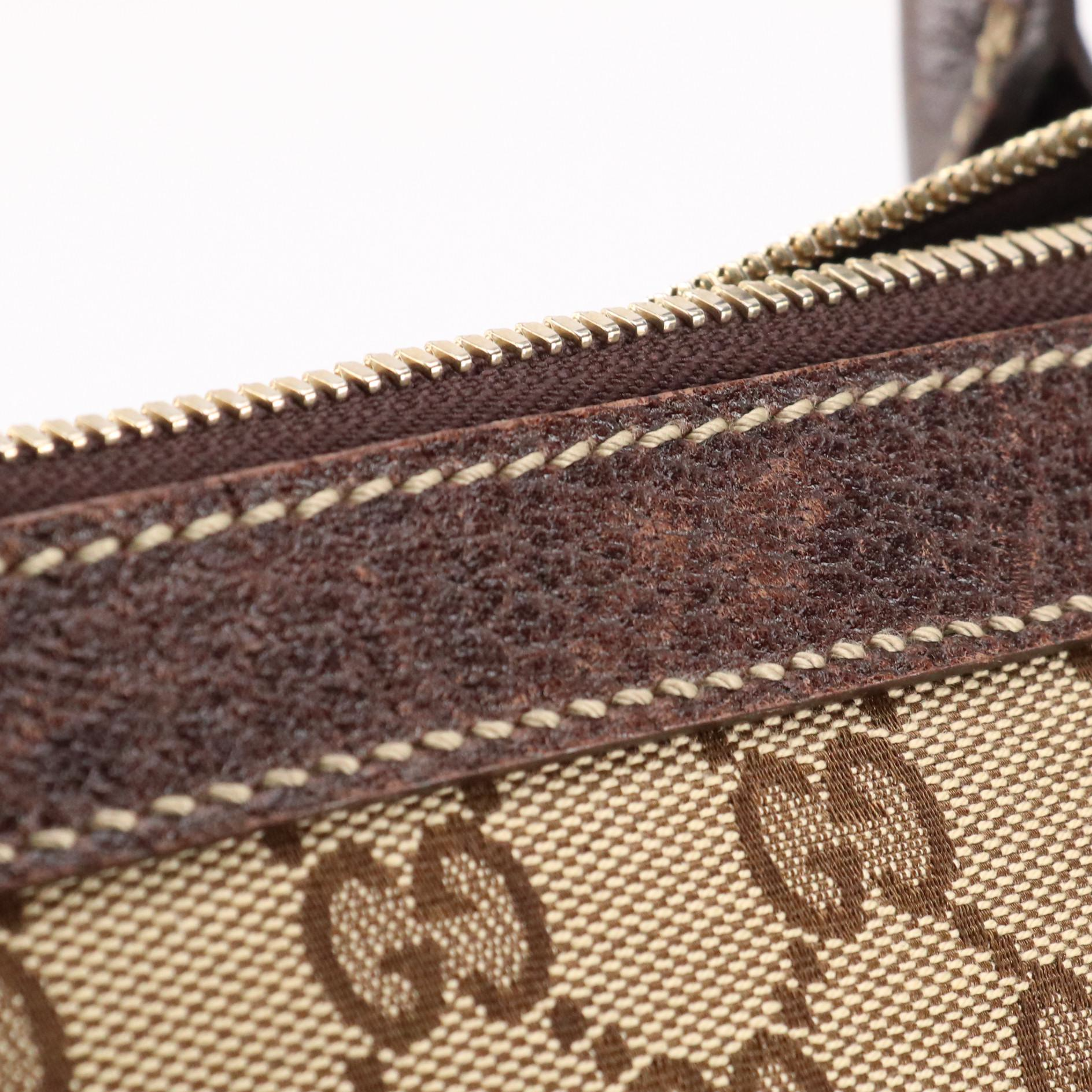 Gucci Princy Tote in GG Canvas and Brown Leather