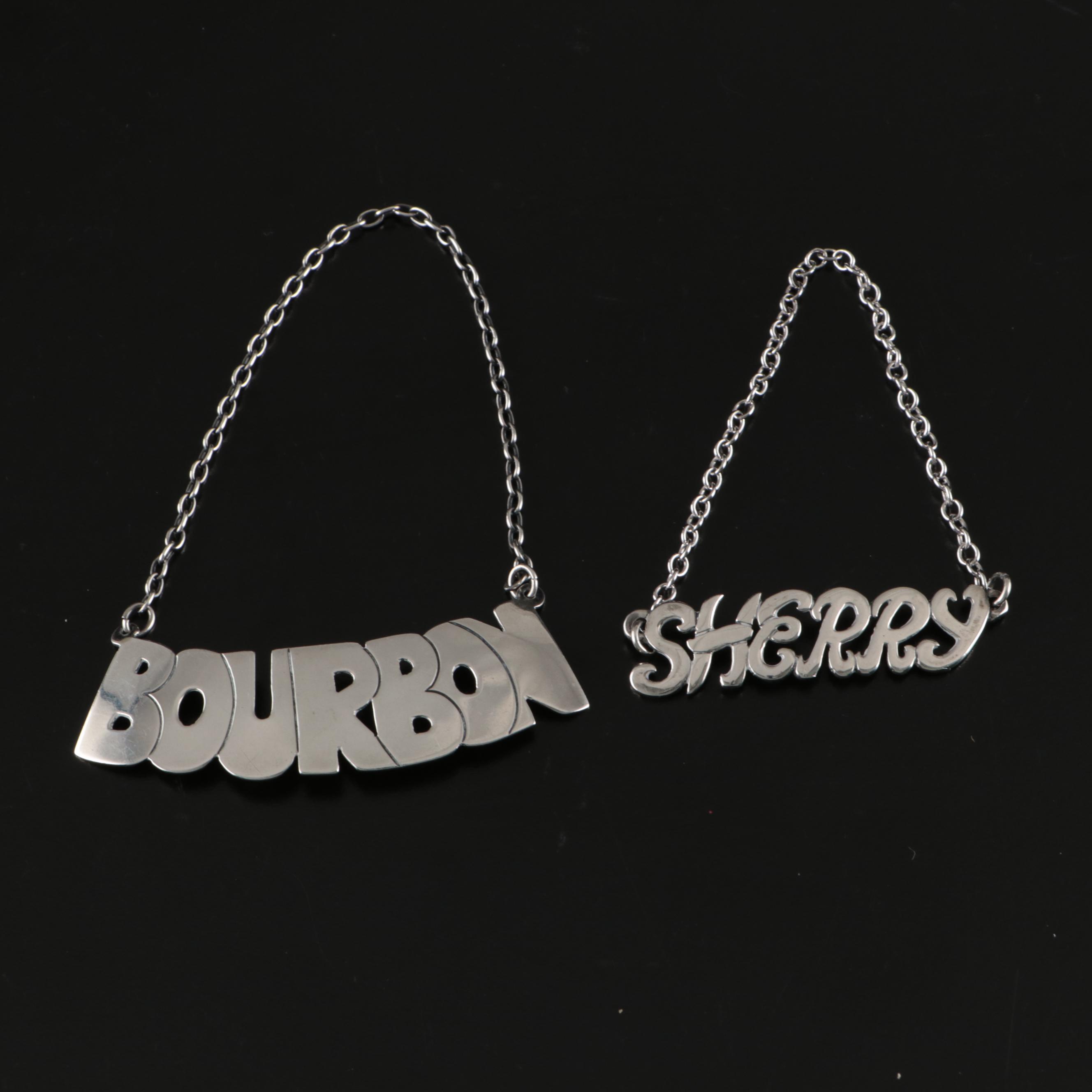 Stieff Williamsburg Restoration and Other Sterling Silver Bottle Tags