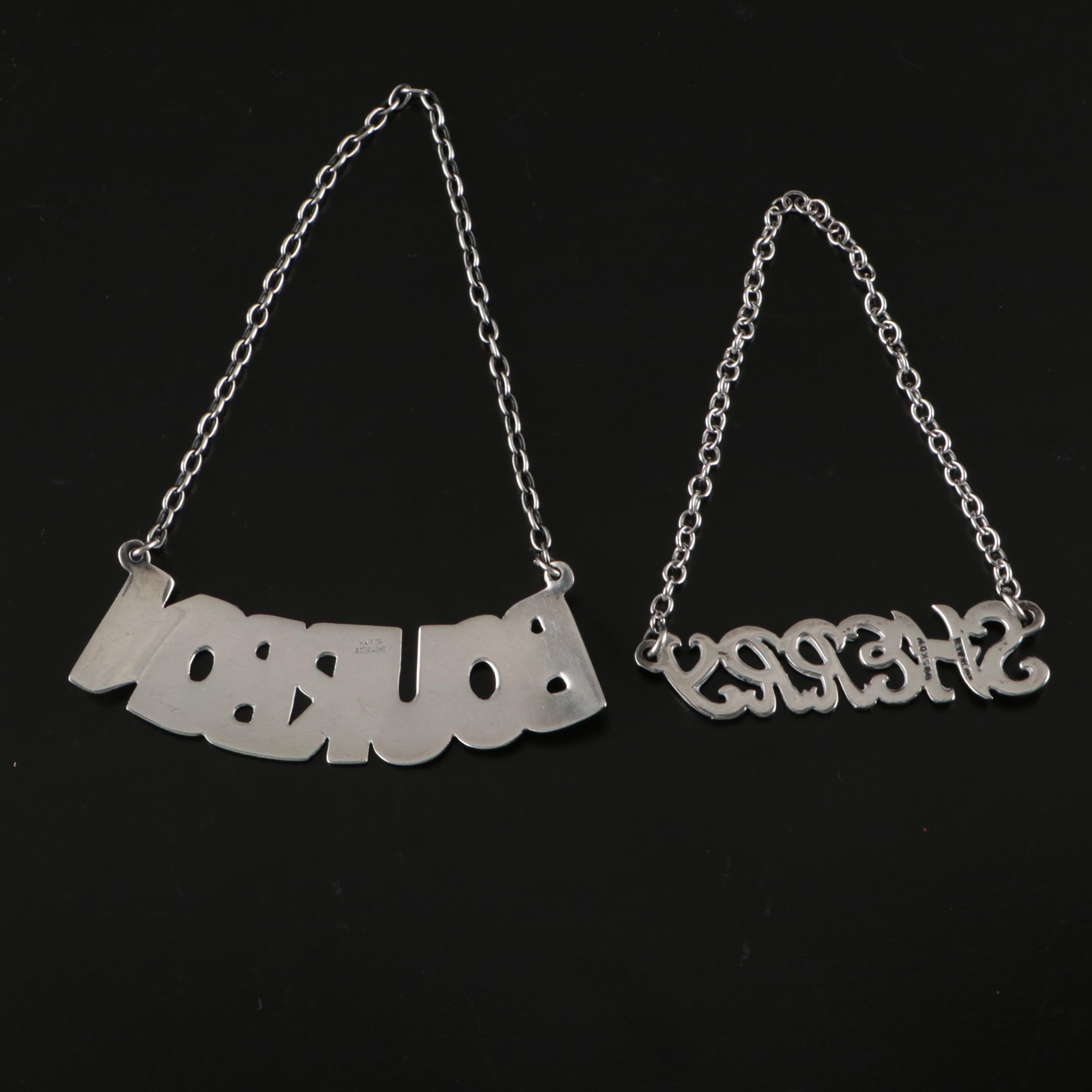 Stieff Williamsburg Restoration and Other Sterling Silver Bottle Tags