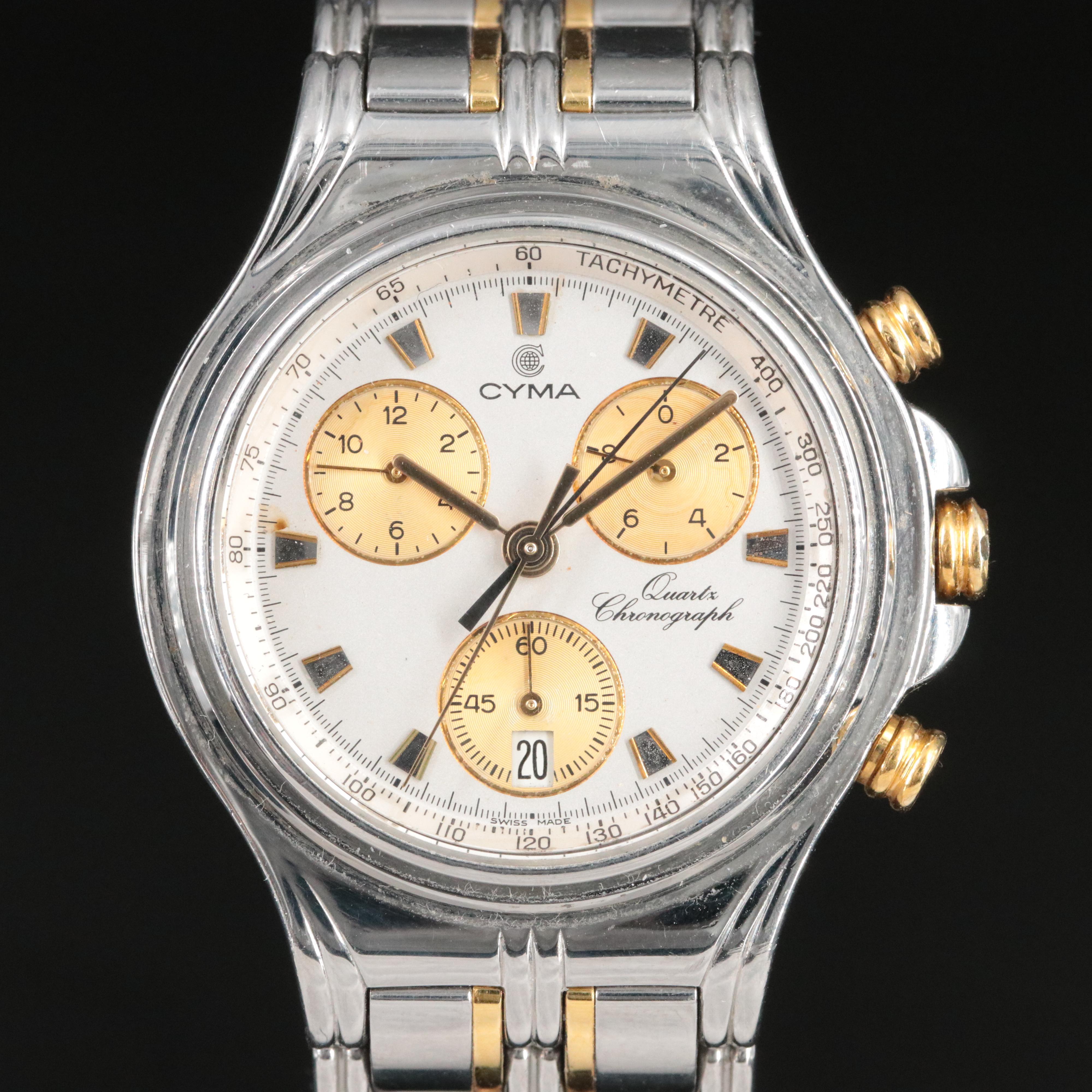 Stainless Steel Cyma Quartz Chronograph Watch