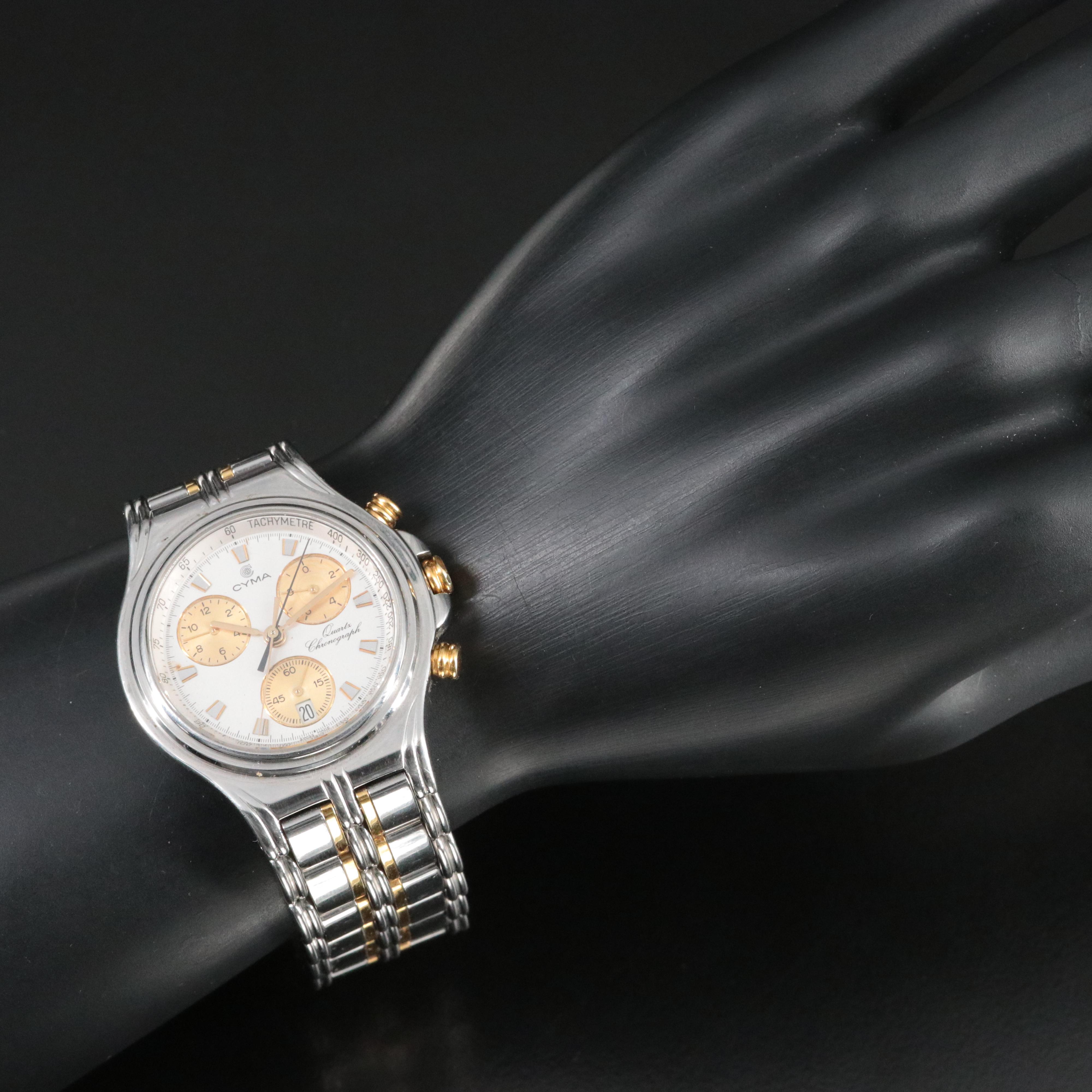 Stainless Steel Cyma Quartz Chronograph Watch