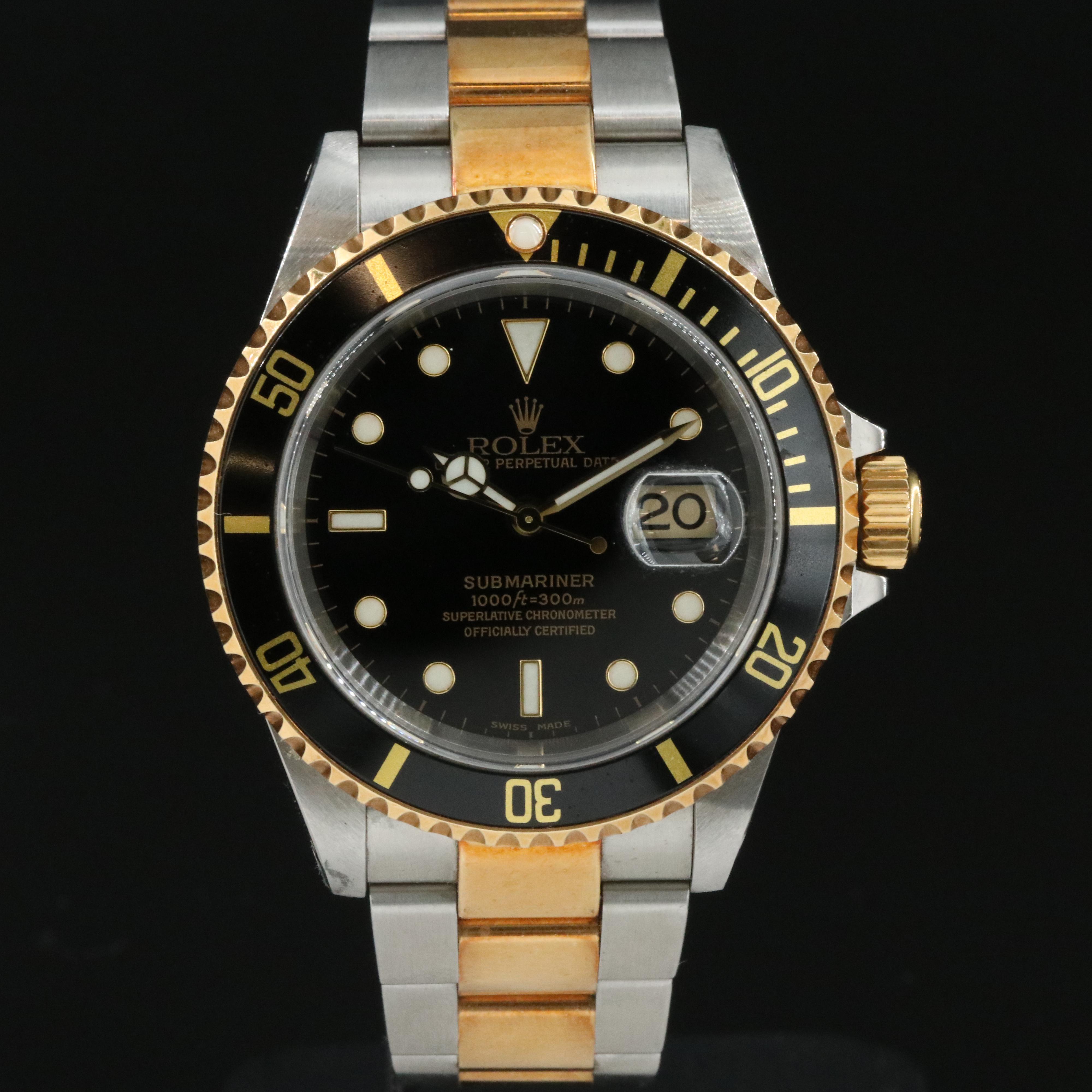 Rolex Submariner 16613 Black 40mm Two-Tone 18K & Steel Automatic Watch