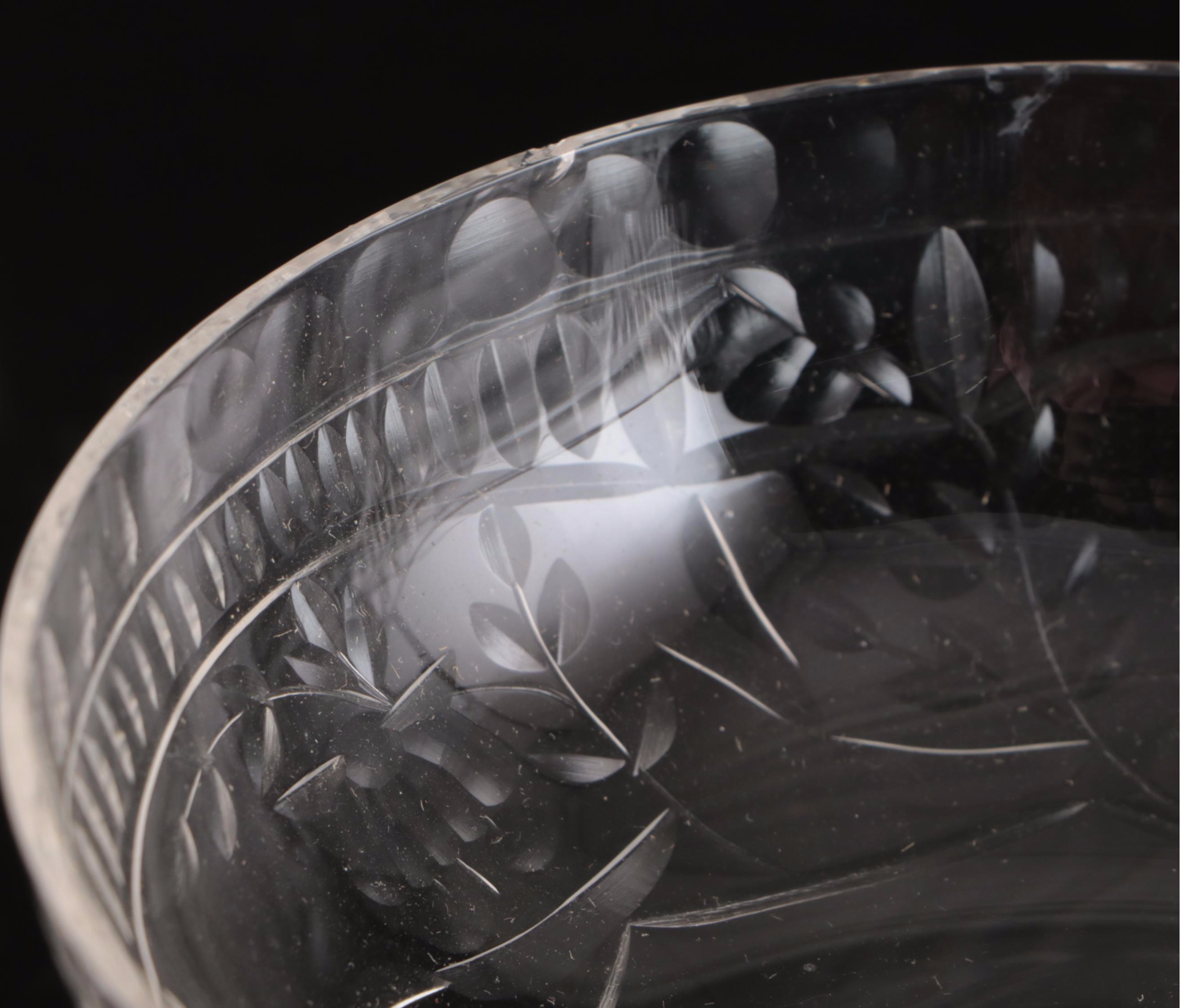 French Style Etched Glass Low Sherbets, Early to Mid-20th Century