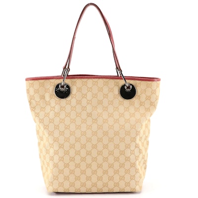 Gucci Tote in GG Canvas and Tonal Leather Trim and Fabric Lining Gucci Tote in GG Canvas and Tonal Leather Trim and Fabric Lining