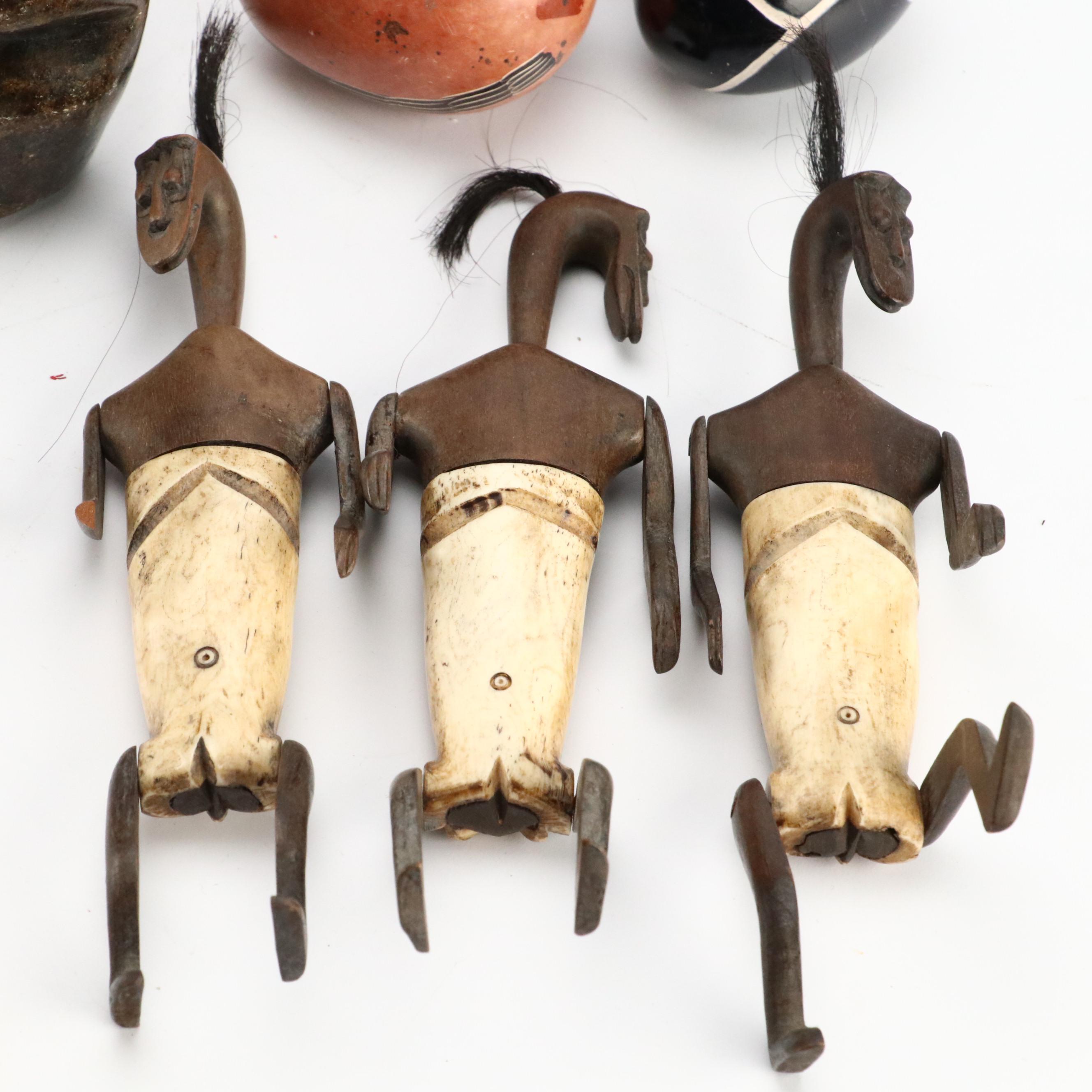 Kenyan Kisii Hand-Carved Soapstone Eggs, Carved Wood Safari Animals, Zaire Mask