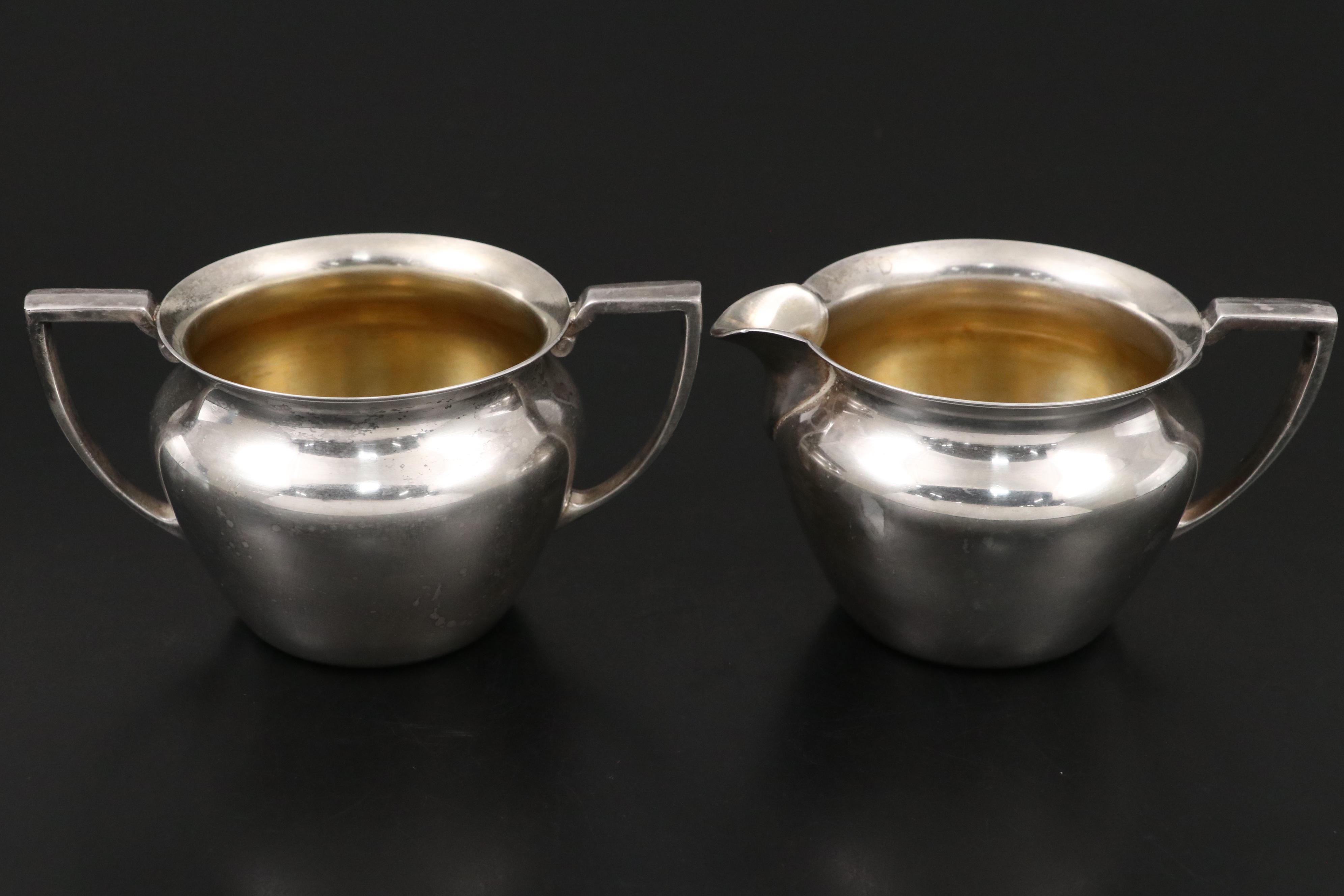 Italian Sterling Frame with Plate Box and International Creamer and Sugar Pair