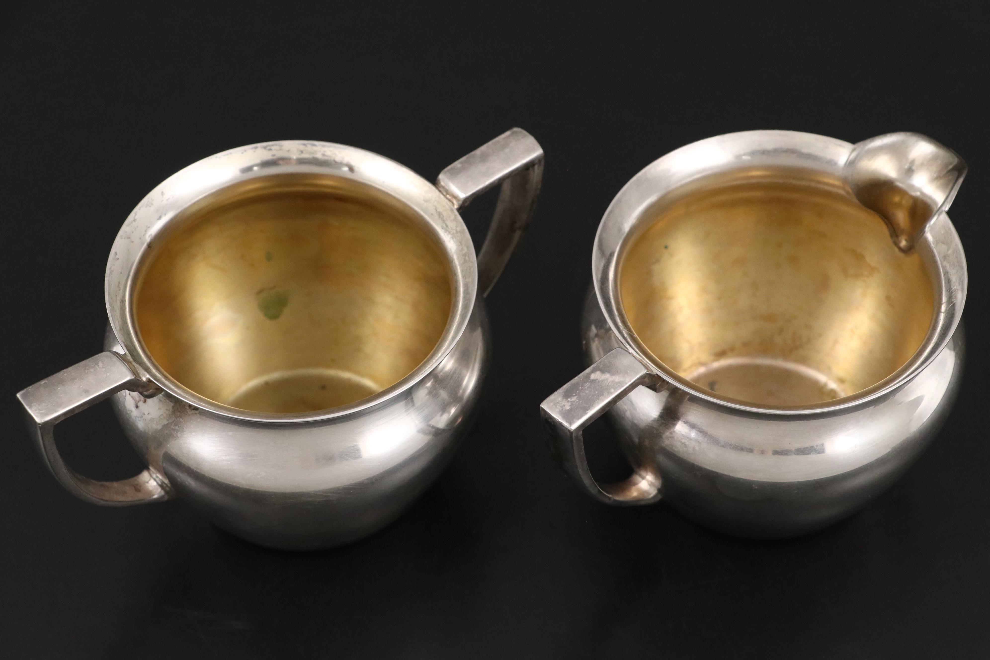 Italian Sterling Frame with Plate Box and International Creamer and Sugar Pair