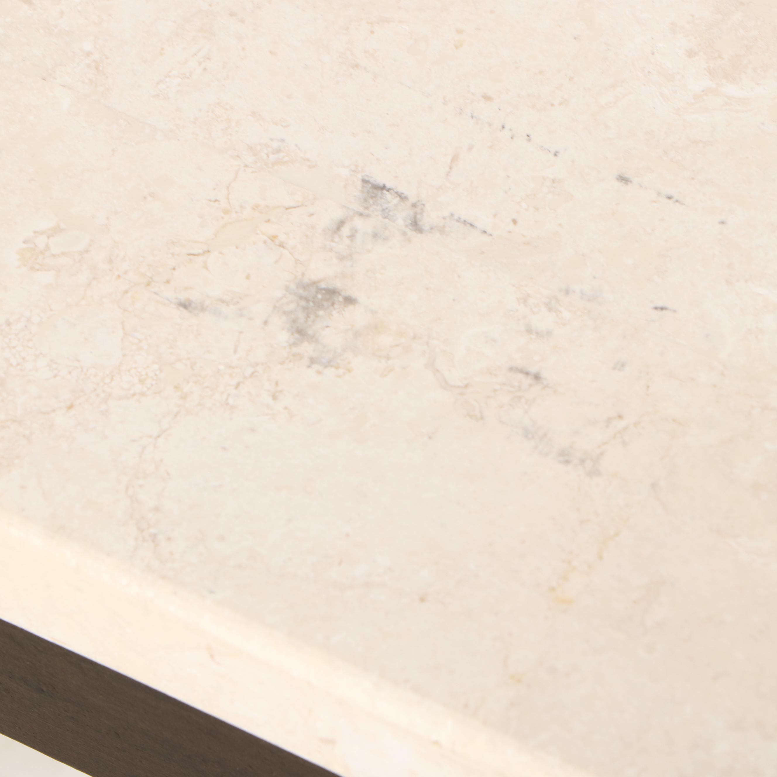 Bernhardt Wrought Iron Console Table with Tessellated Travertine Marble Top