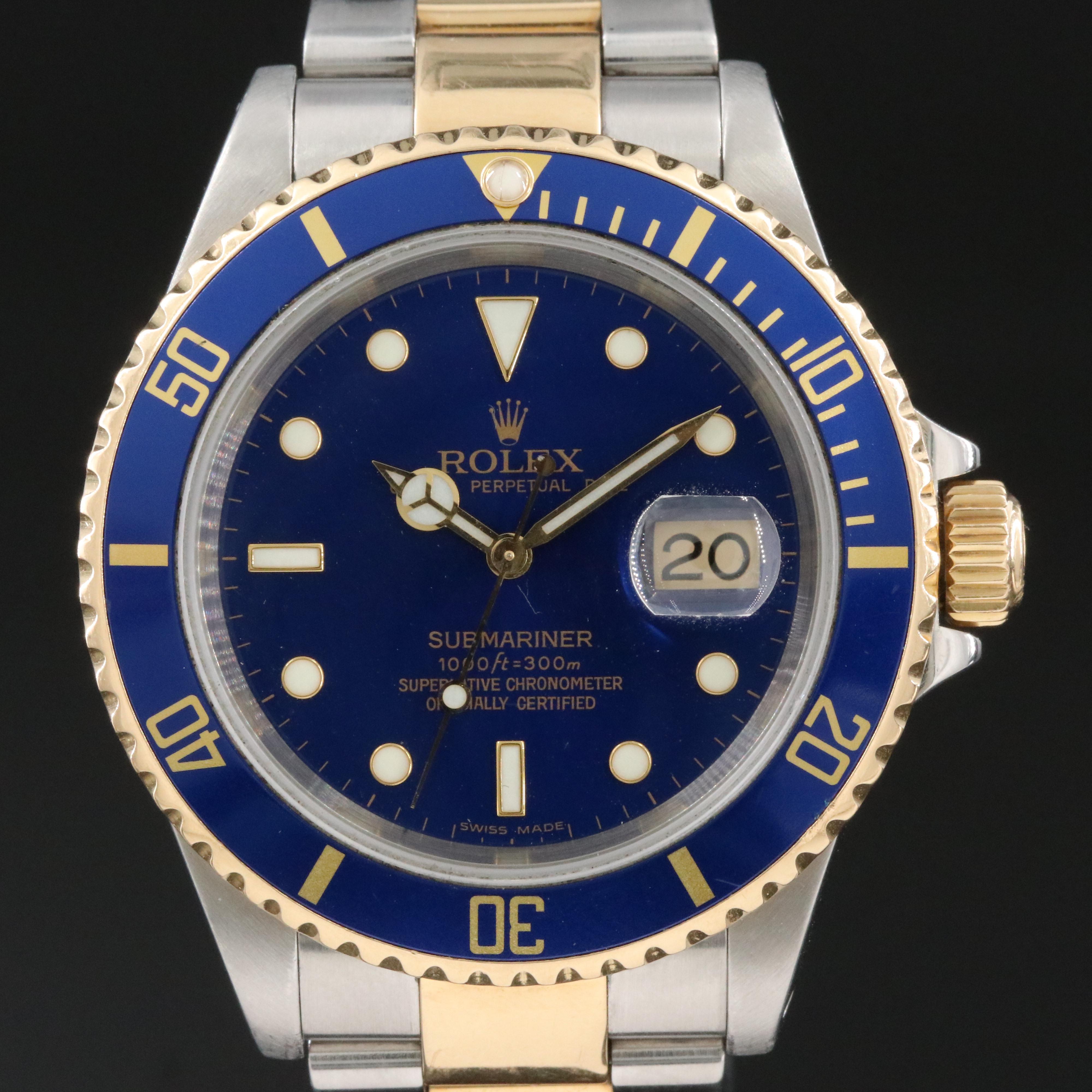 Rolex Submariner 16613 Blue 40mm Two-Tone 18K Steel Automatic Watch