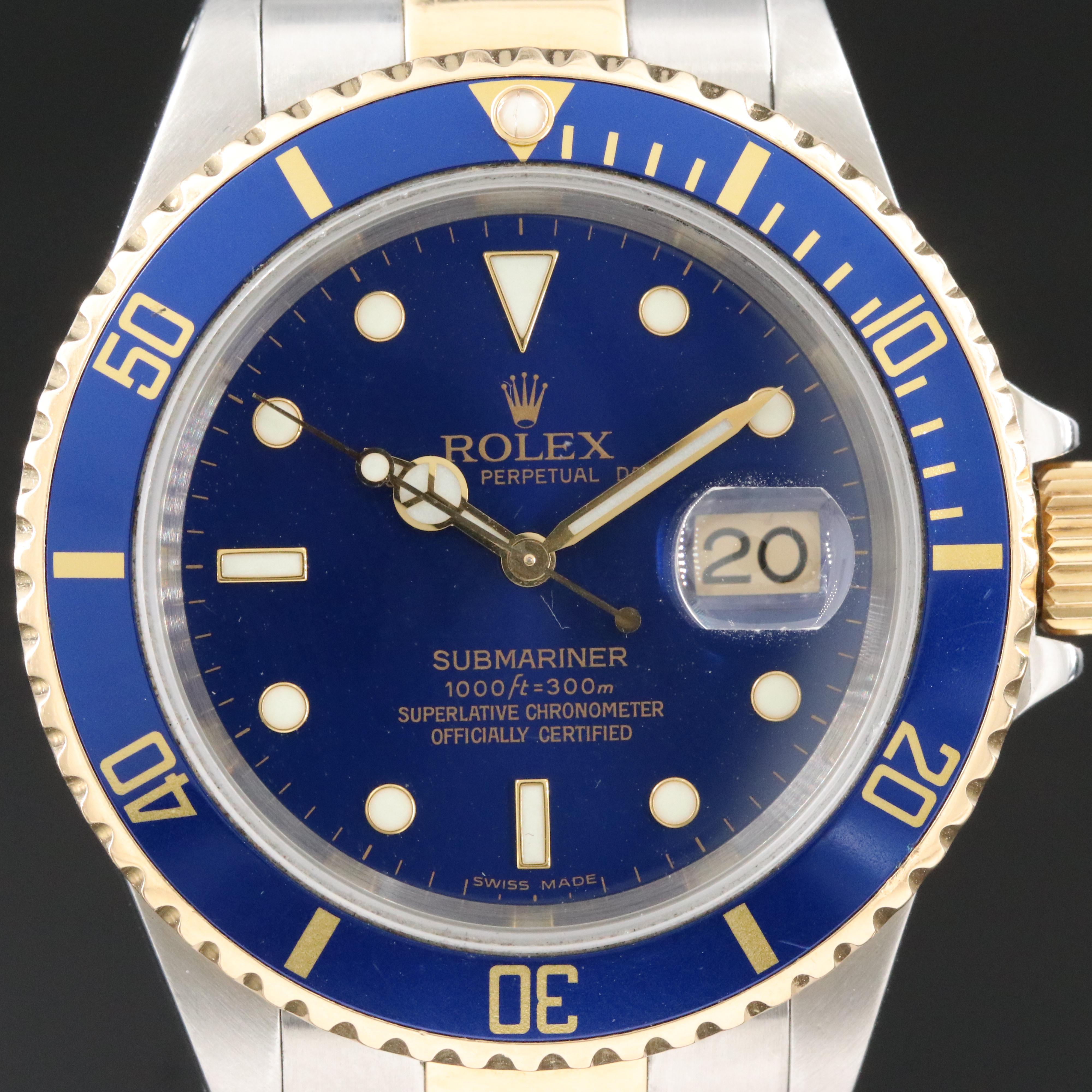 Rolex Submariner 16613 Blue 40mm Two-Tone 18K Steel Automatic Watch