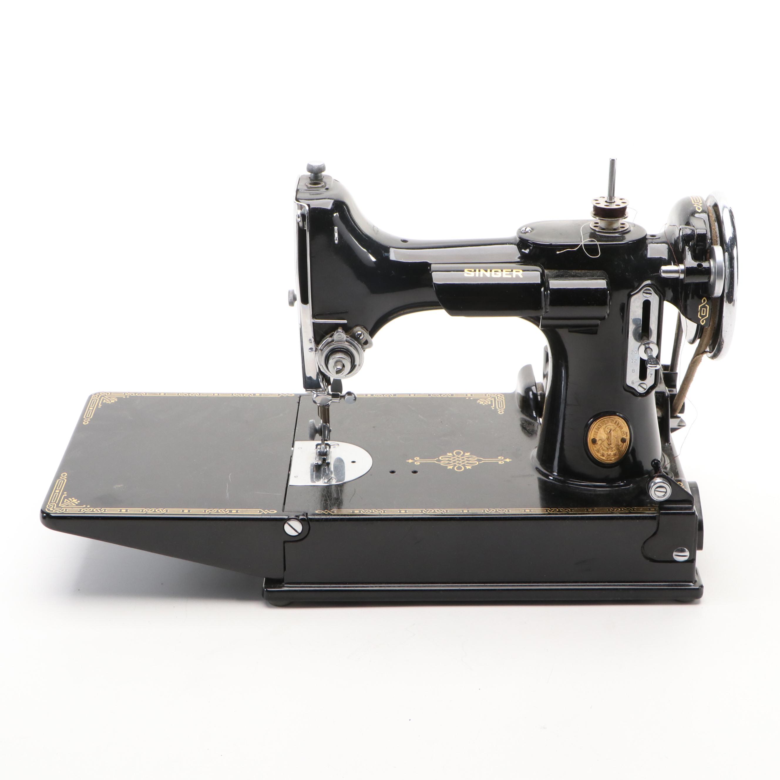 Singer Model 221 Featherweight Portable Sewing Machine with Case, 1936