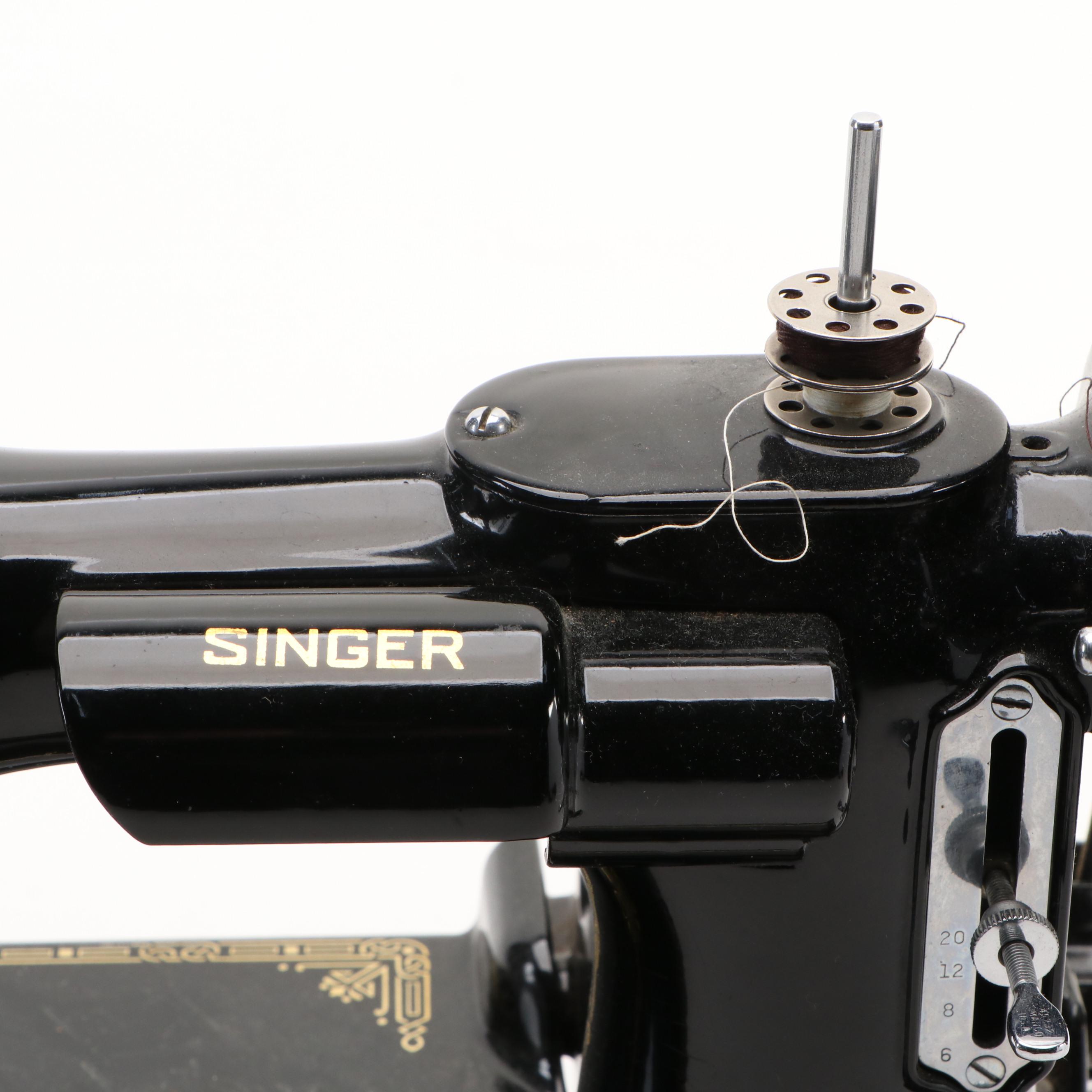 Singer Model 221 Featherweight Portable Sewing Machine with Case, 1936